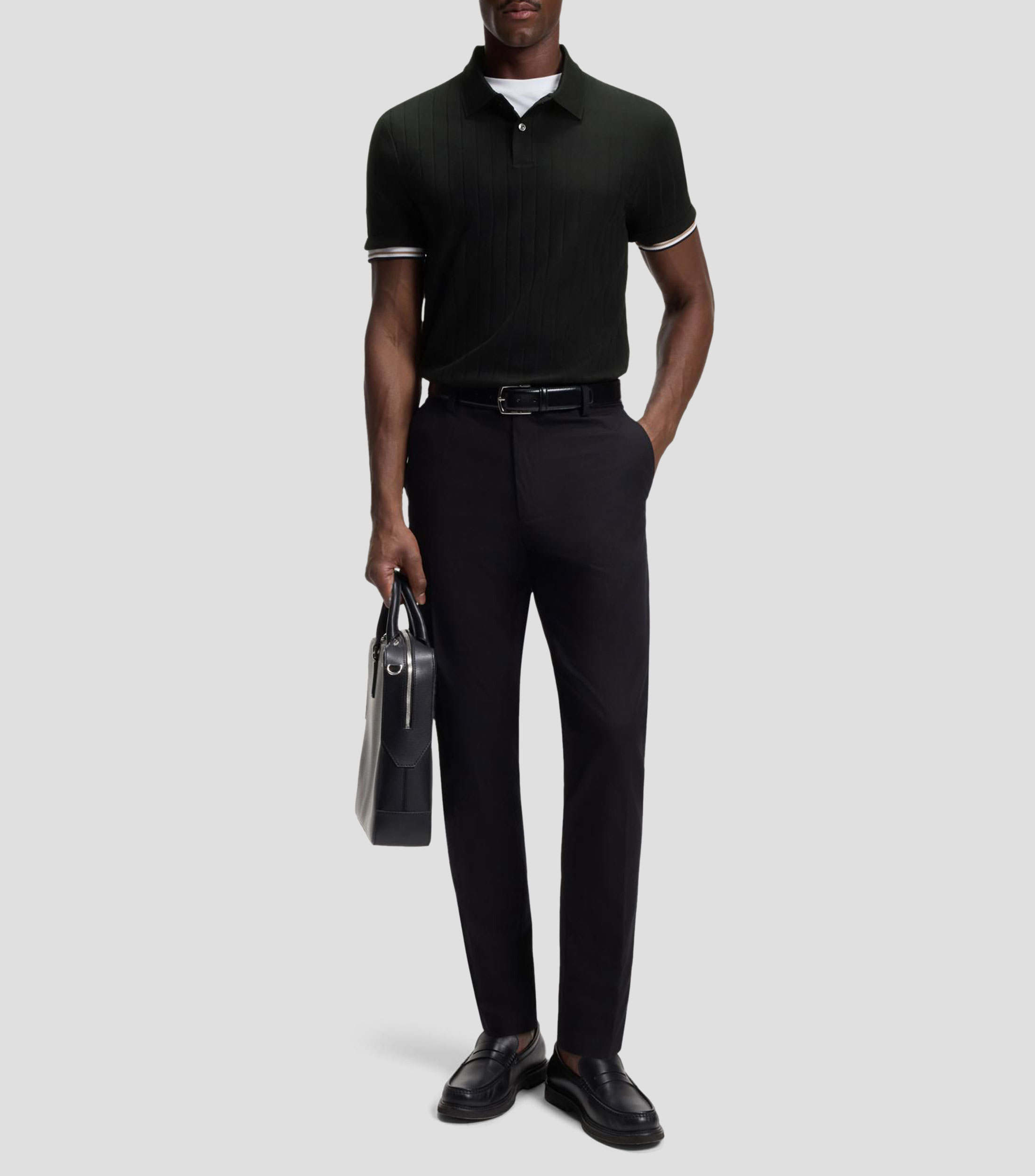 Playera polo de algodón mercerizado con rayas verticales Hombre