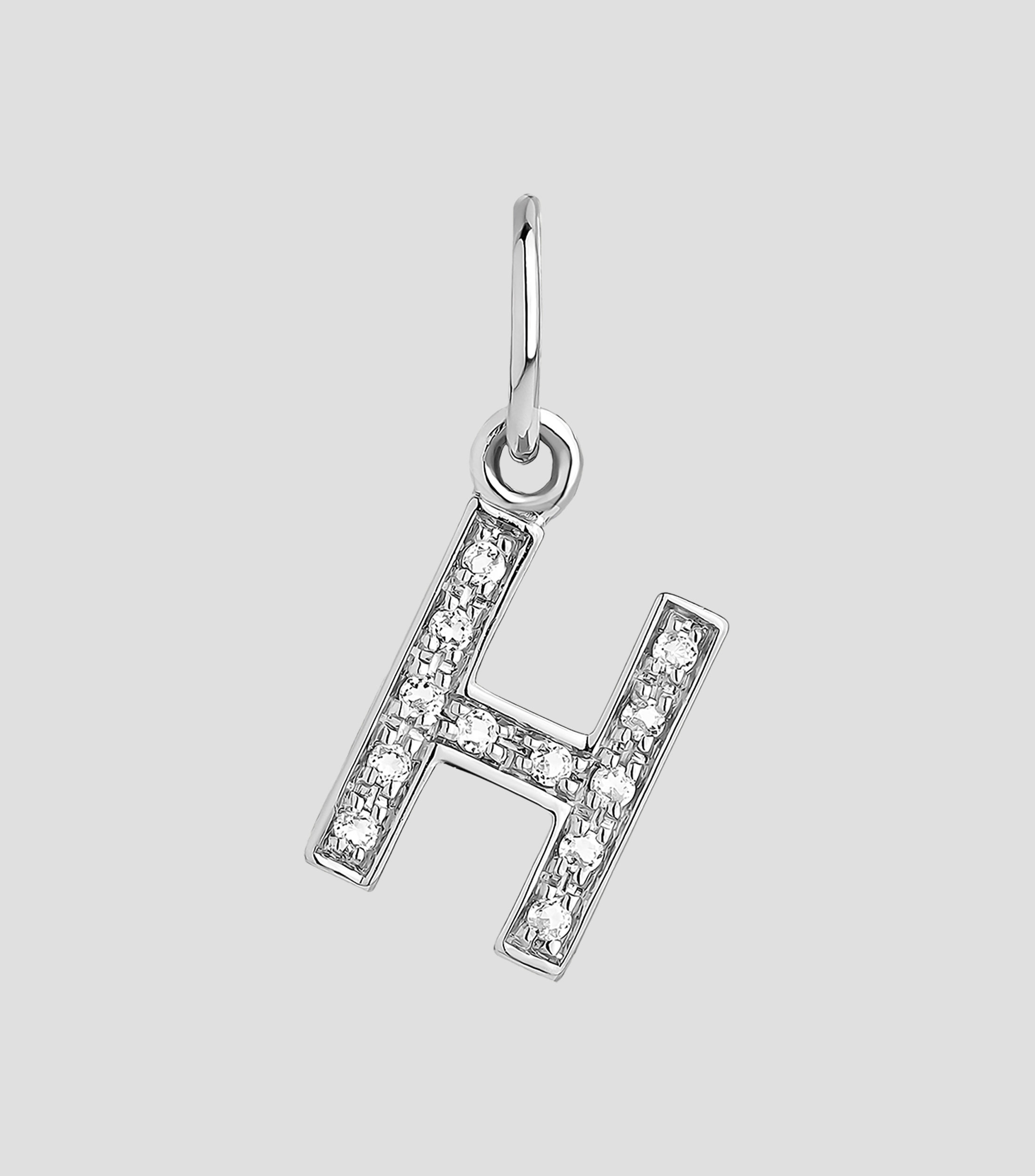 Dije inicial H en plata .925 ABC con topacios blancos Mujer