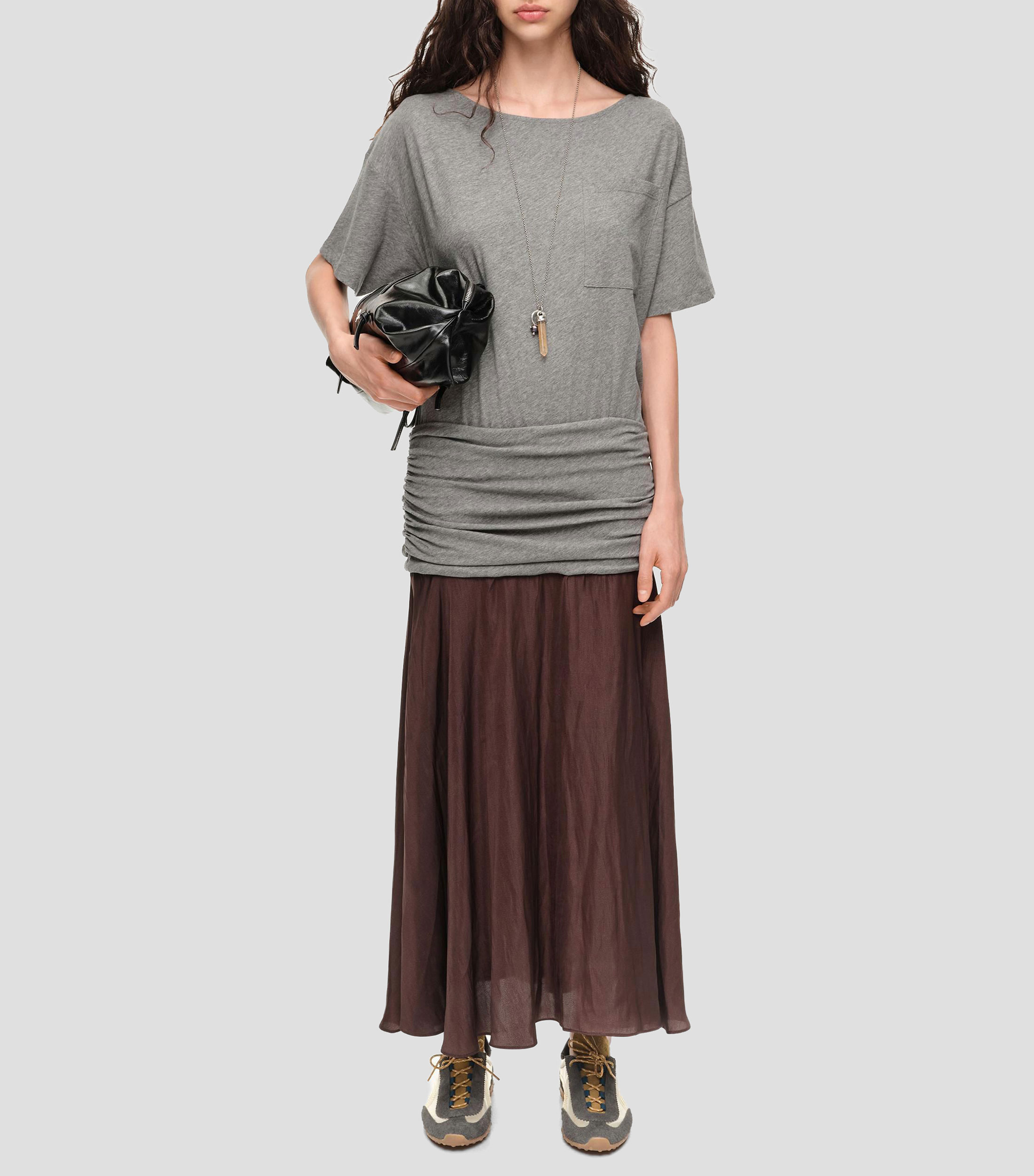 Vestido midi manga corta fantasía Mujer