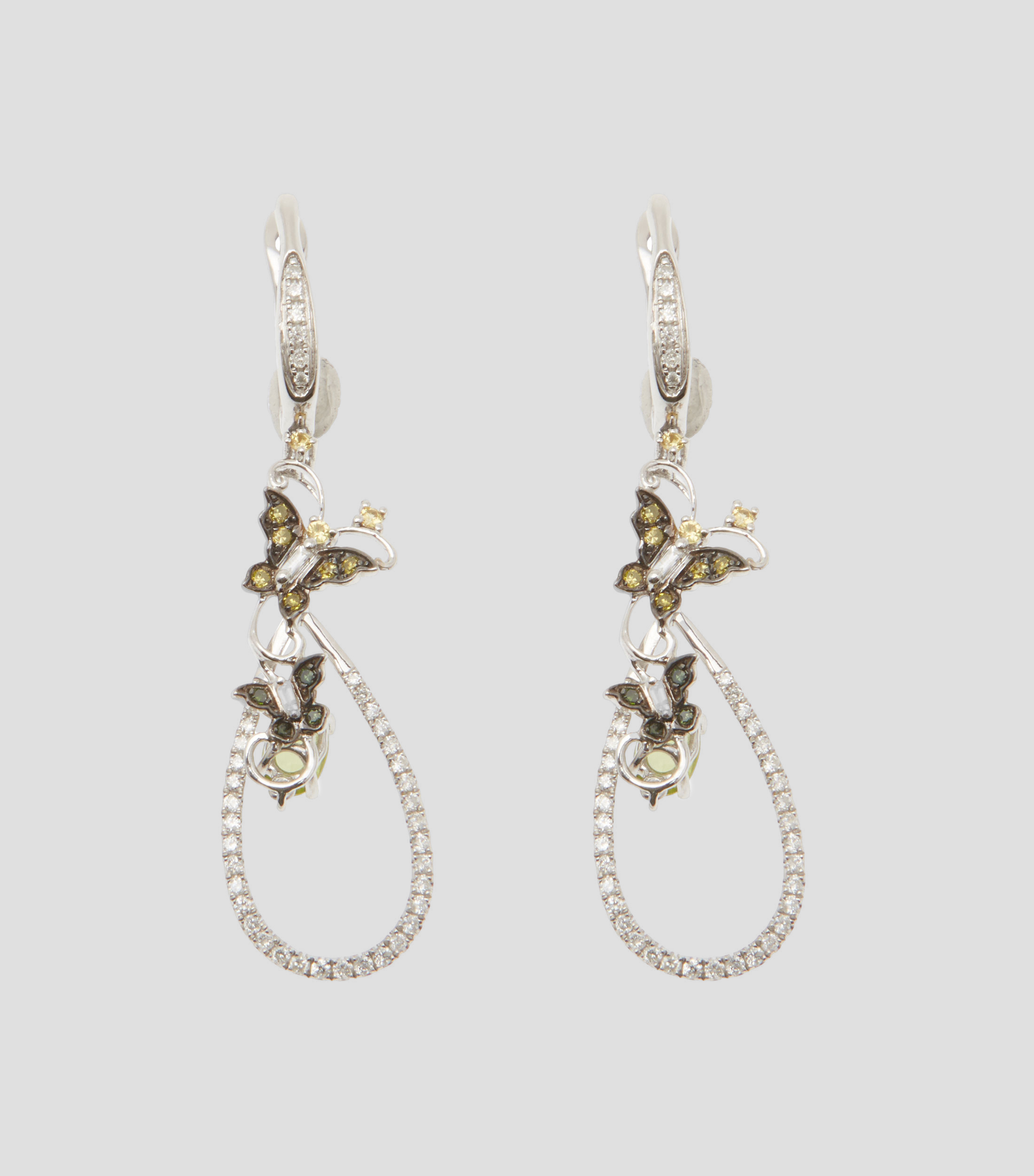 Aretes en Oro Blanco de 14 Kilates con Incrustacion Mujer