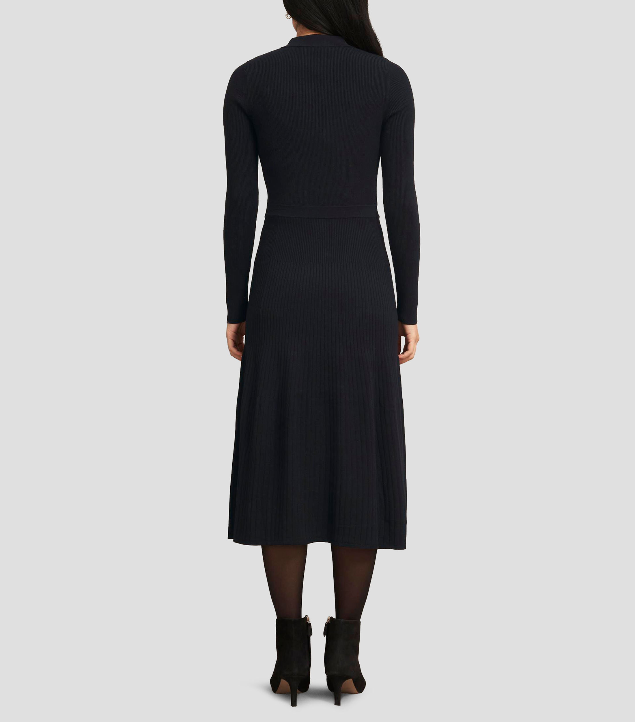 Vestido midi manga larga liso Mujer