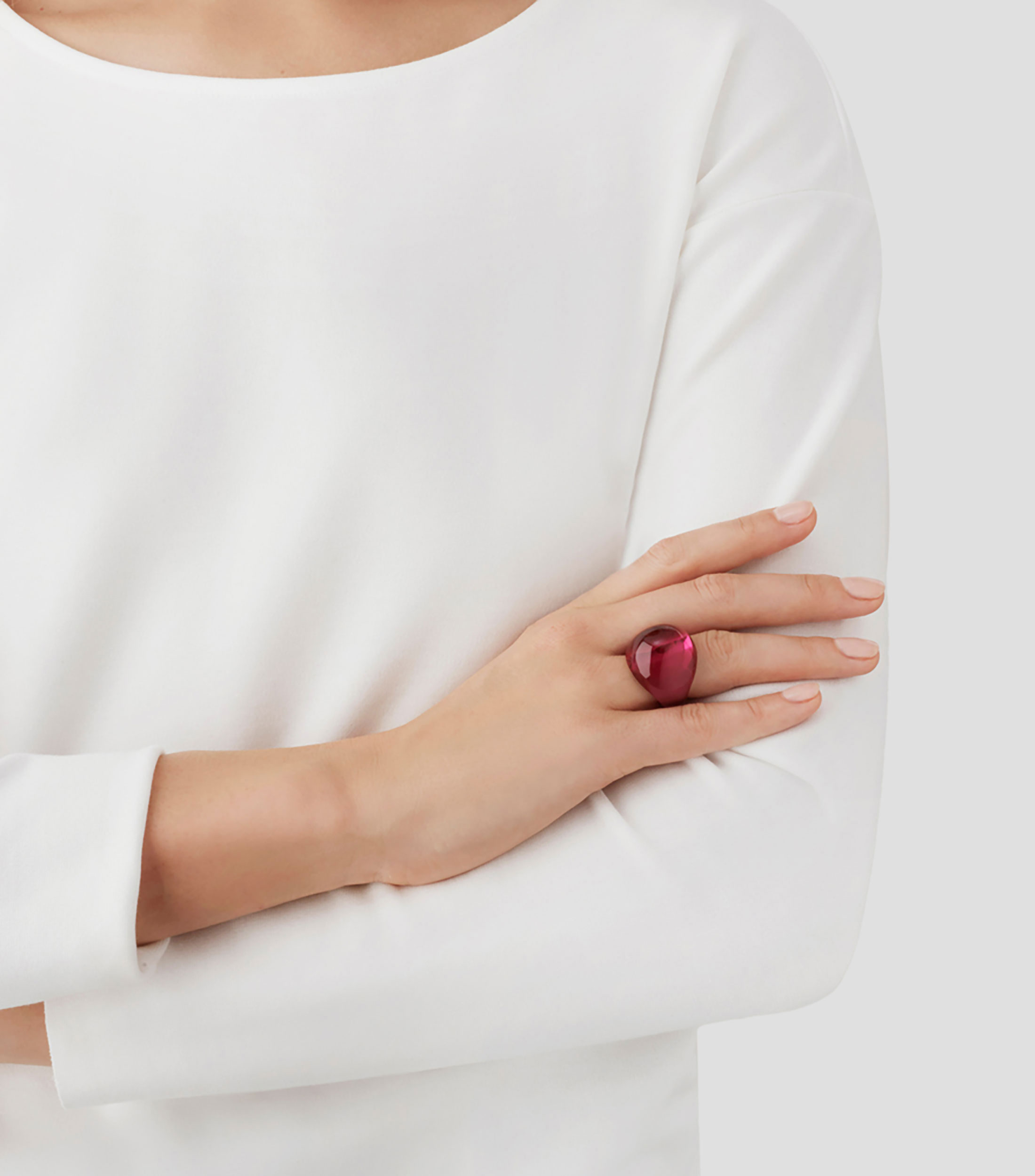 Anillo Cabuchón fucsia Mujer talla 51
