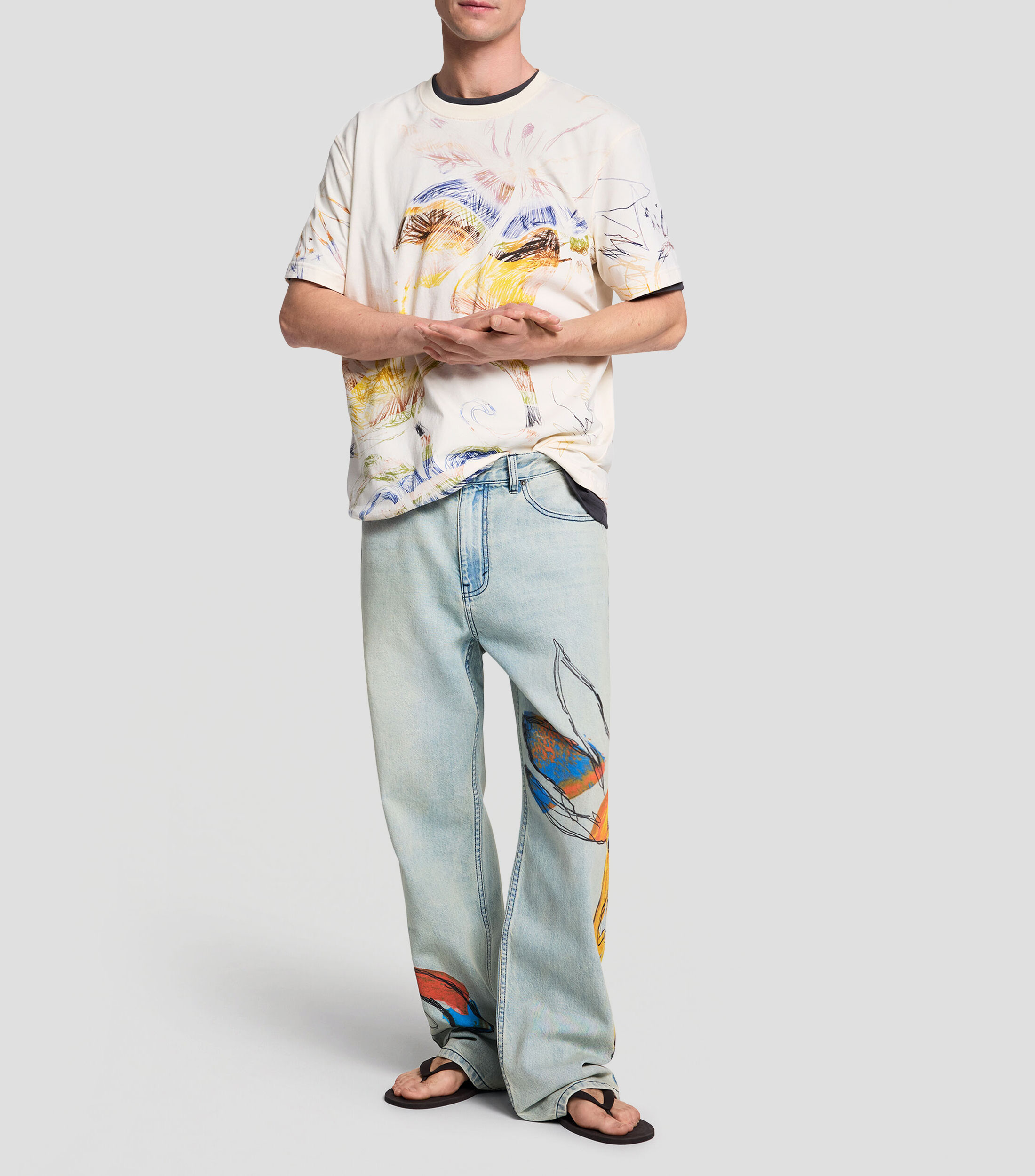 Playera cuello redondo manga corta estampada Hombre