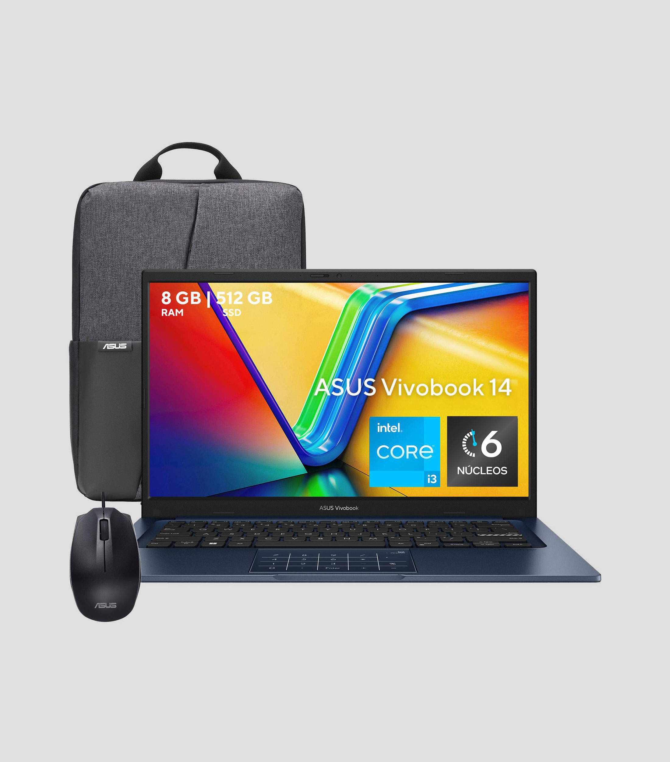 Laptop Vivobook, 14", Intel Core i3-1315U, RAM 8 GB, SSD 512 GB