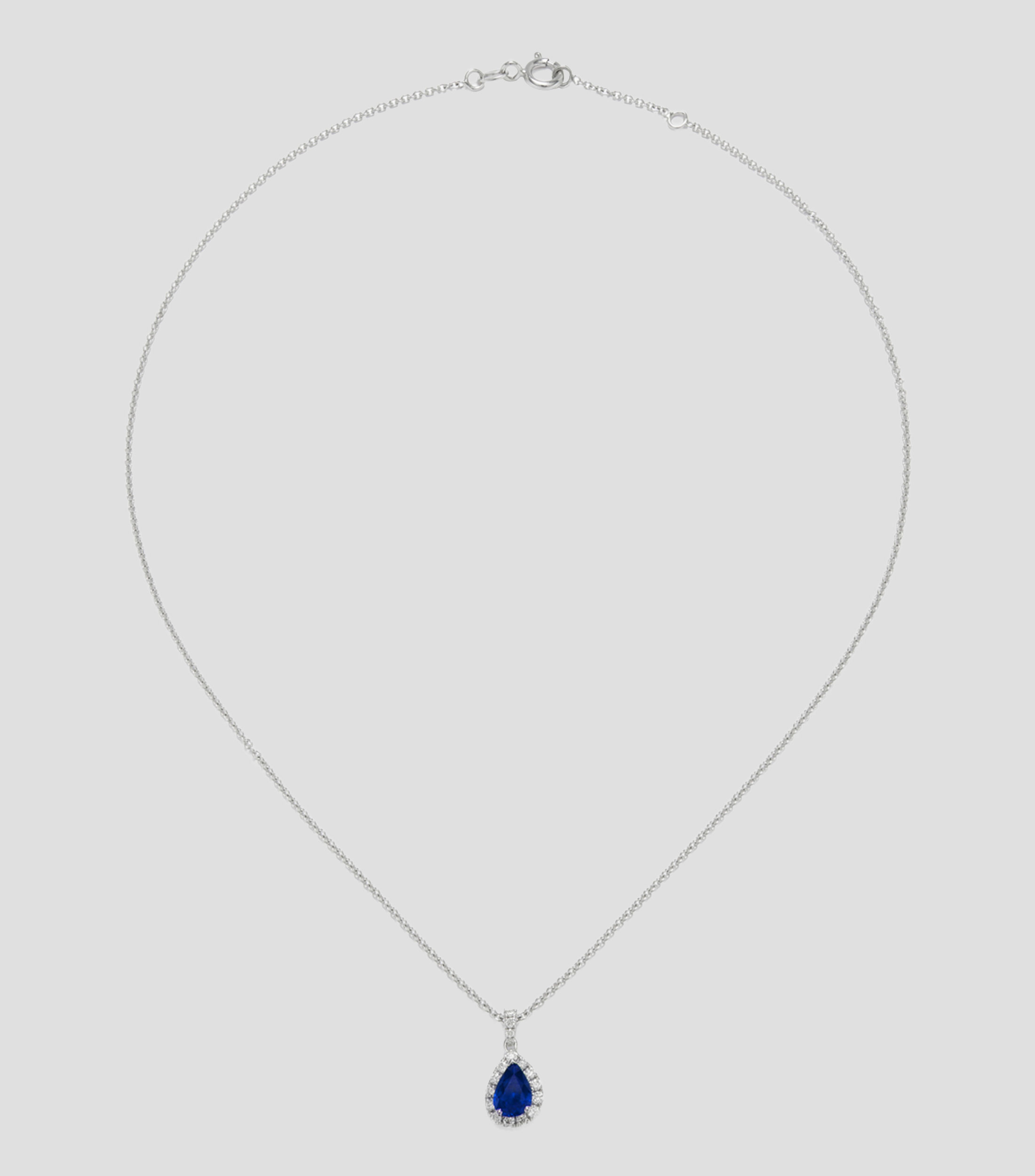 Collar en oro blanco con zafiro azul y diamantes Mujer