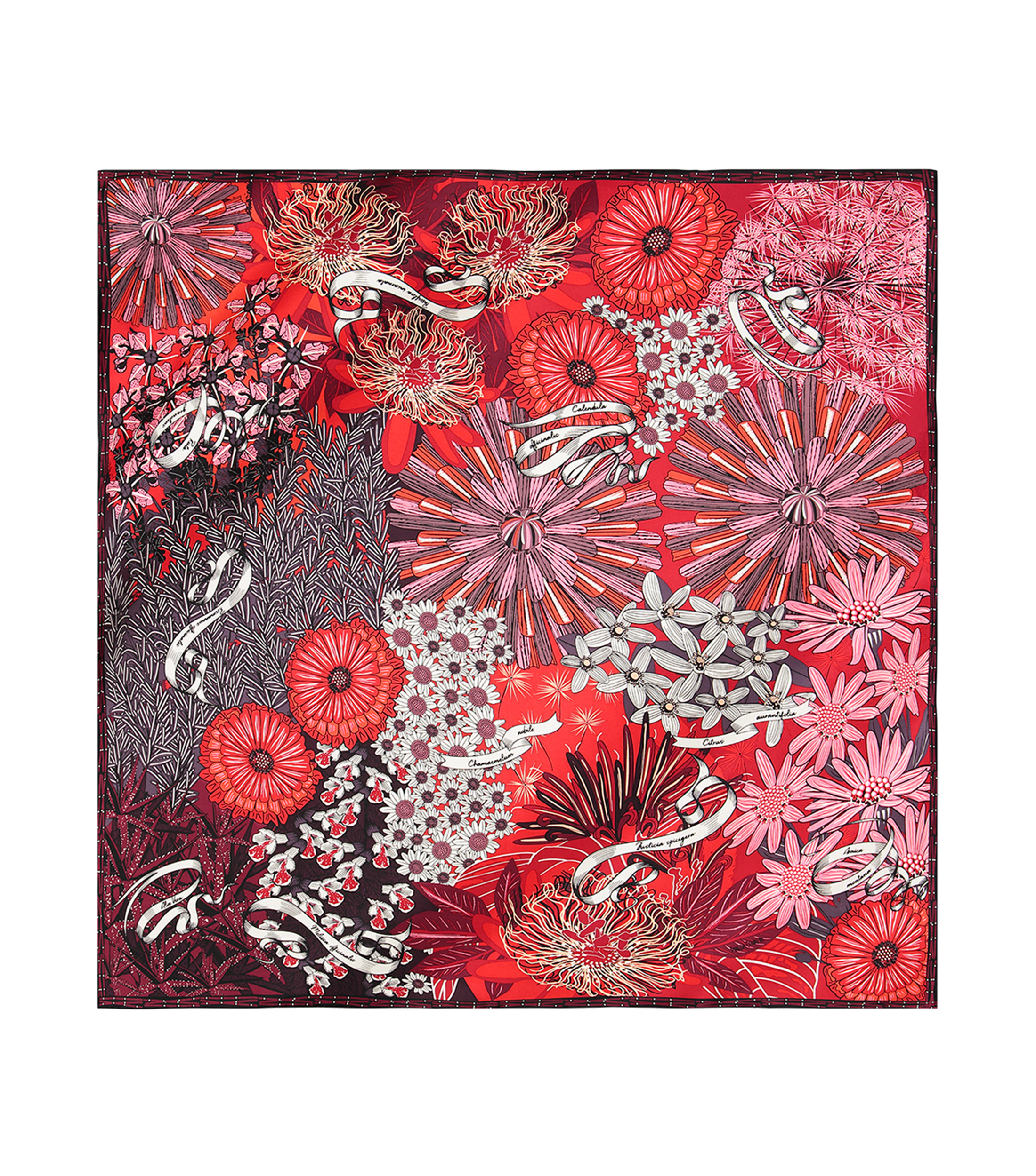 Mascada color rojo con flores Mujer