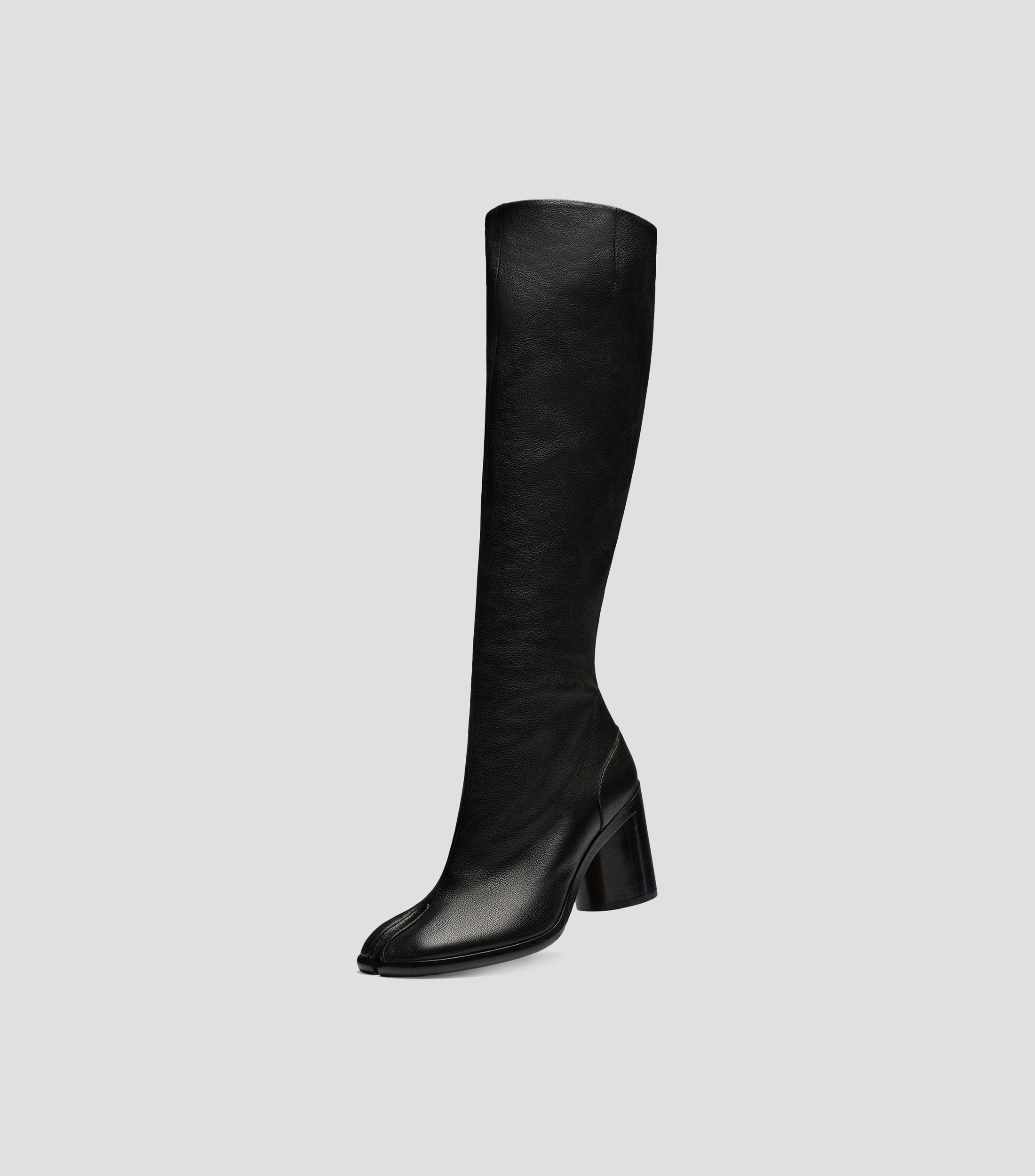 Botas largas Tabi en piel con tacón alto y ancho Mujer
