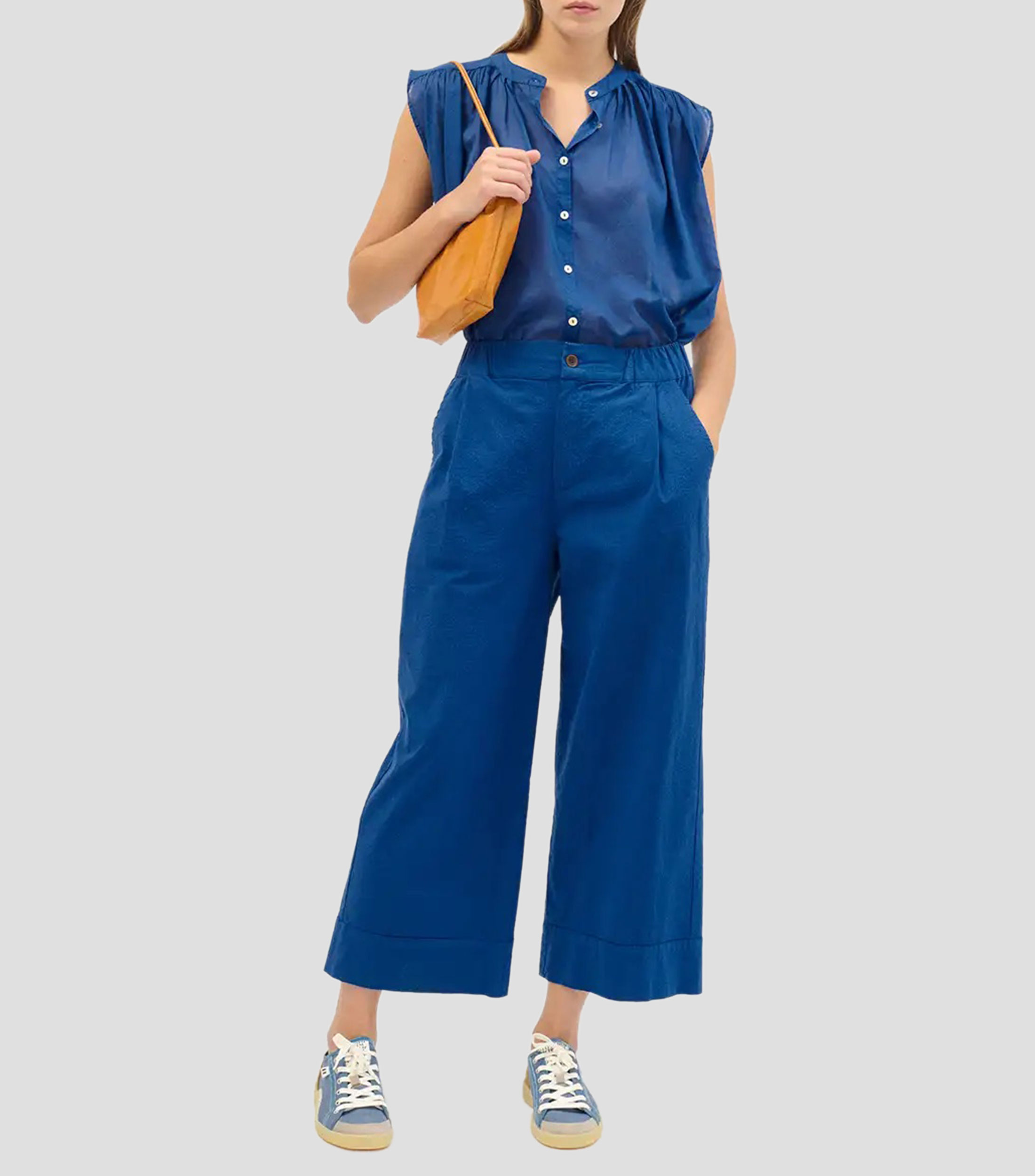 Blusa lisa manga corta Mujer