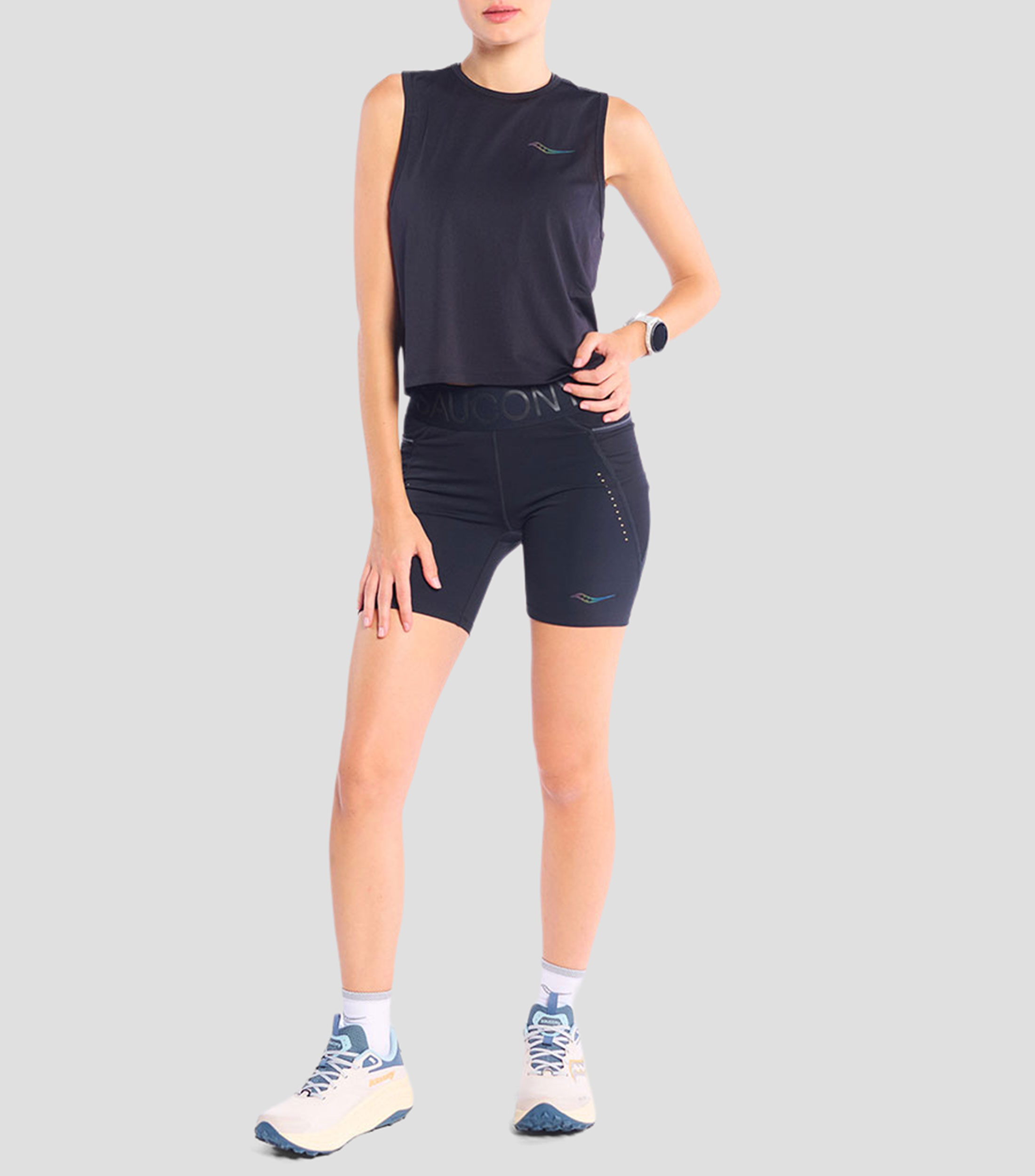 Tank Top para correr cuello redondo sin mangas liso Mujer