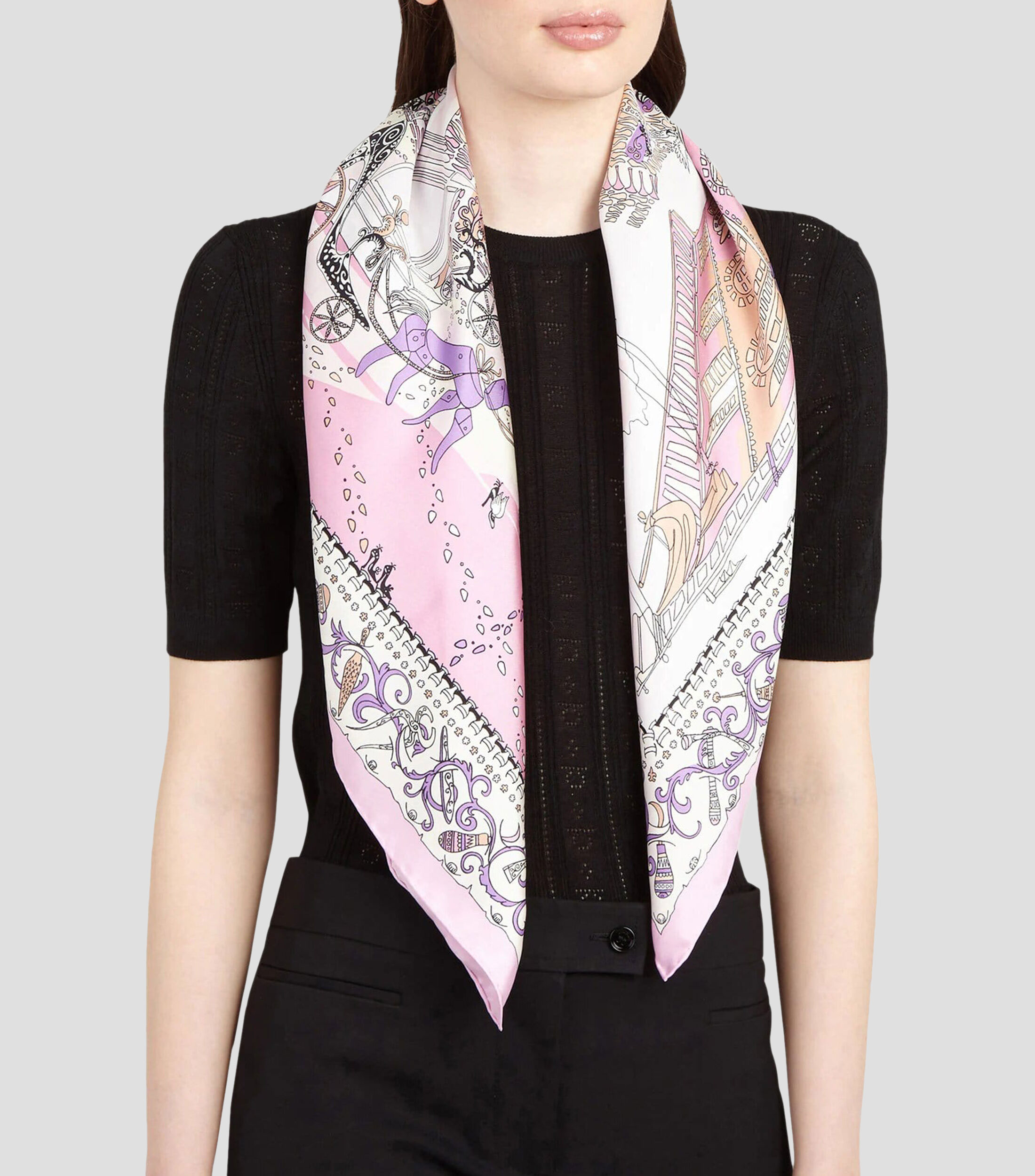 Panuelo de seda estampado Palazzo Spini-Feroni Mujer