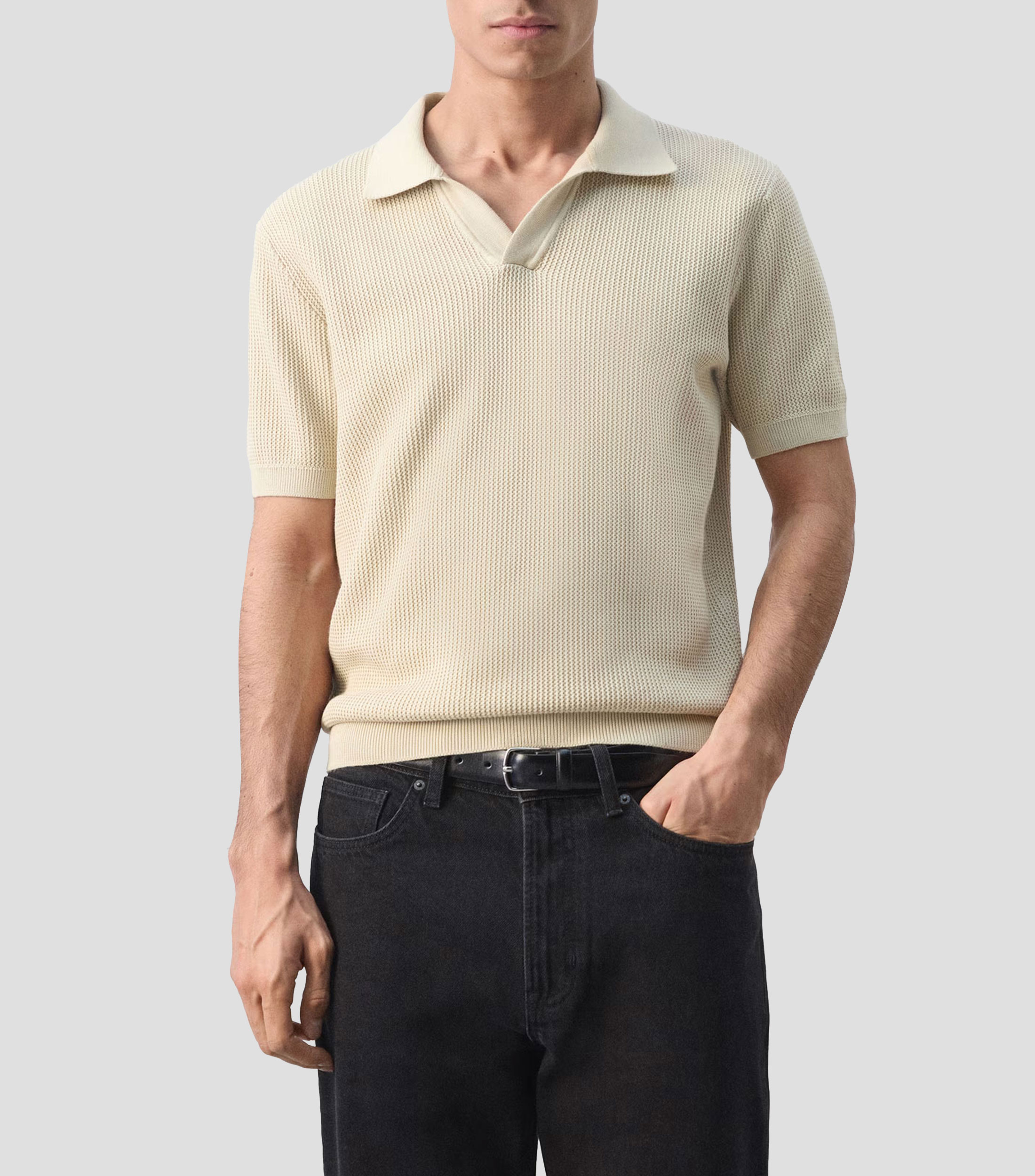 Playera tipo polo manga corta lisa Hombre