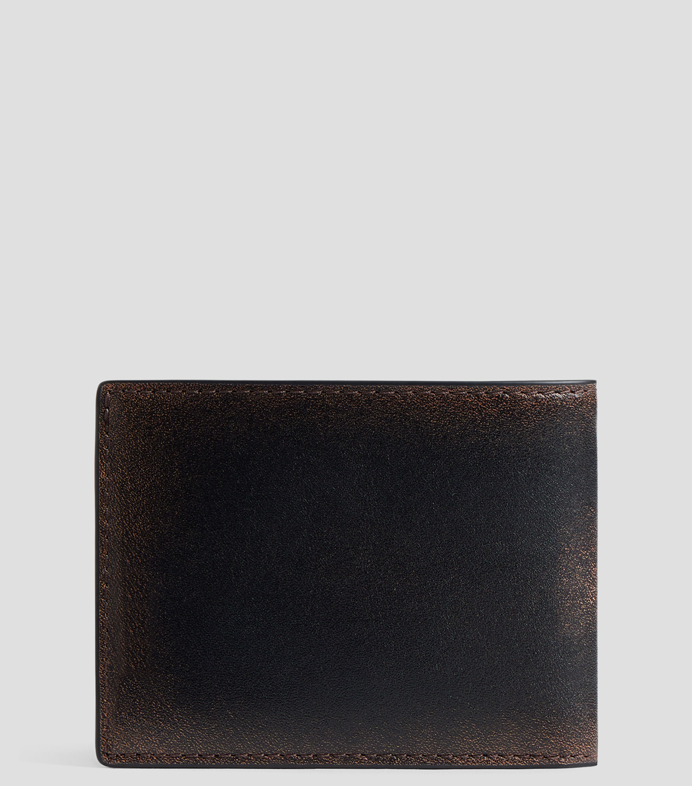 Cartera bifold en piel vintage lisa Hombre