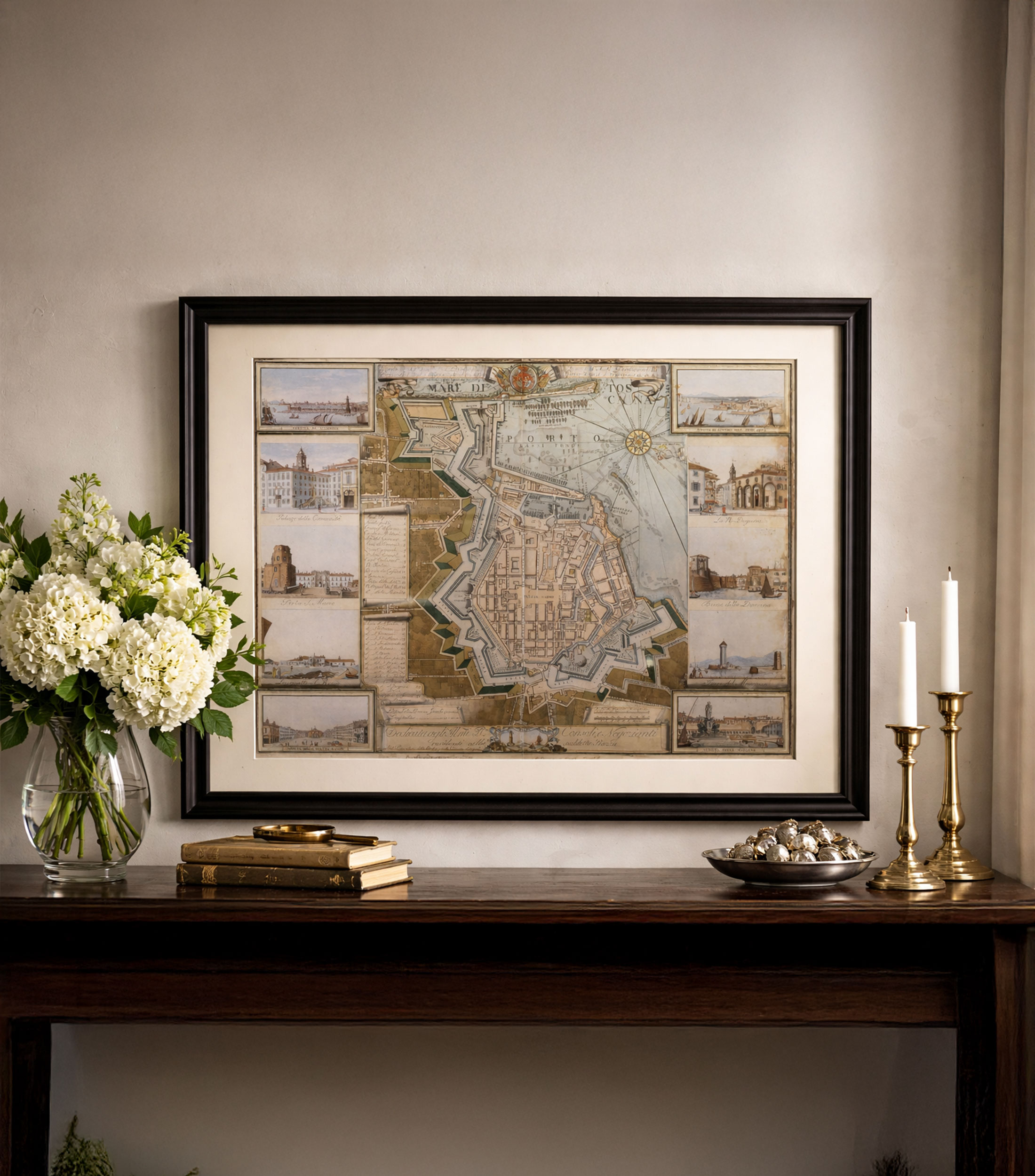 Cuadro decorativo Mapa de Livorno Italia Siglo XX