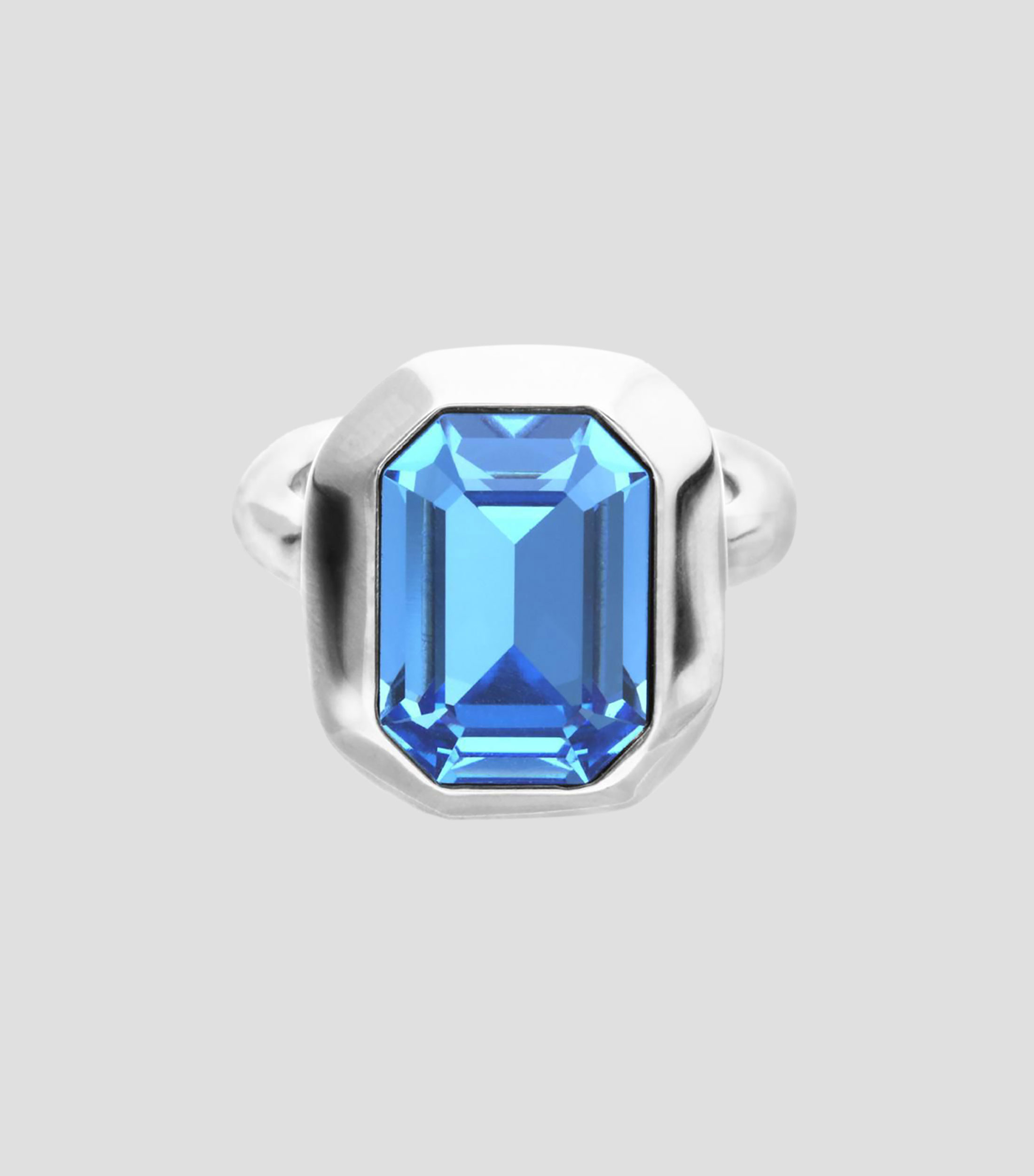Anillo Núcleo con cristal facetado azul Mujer