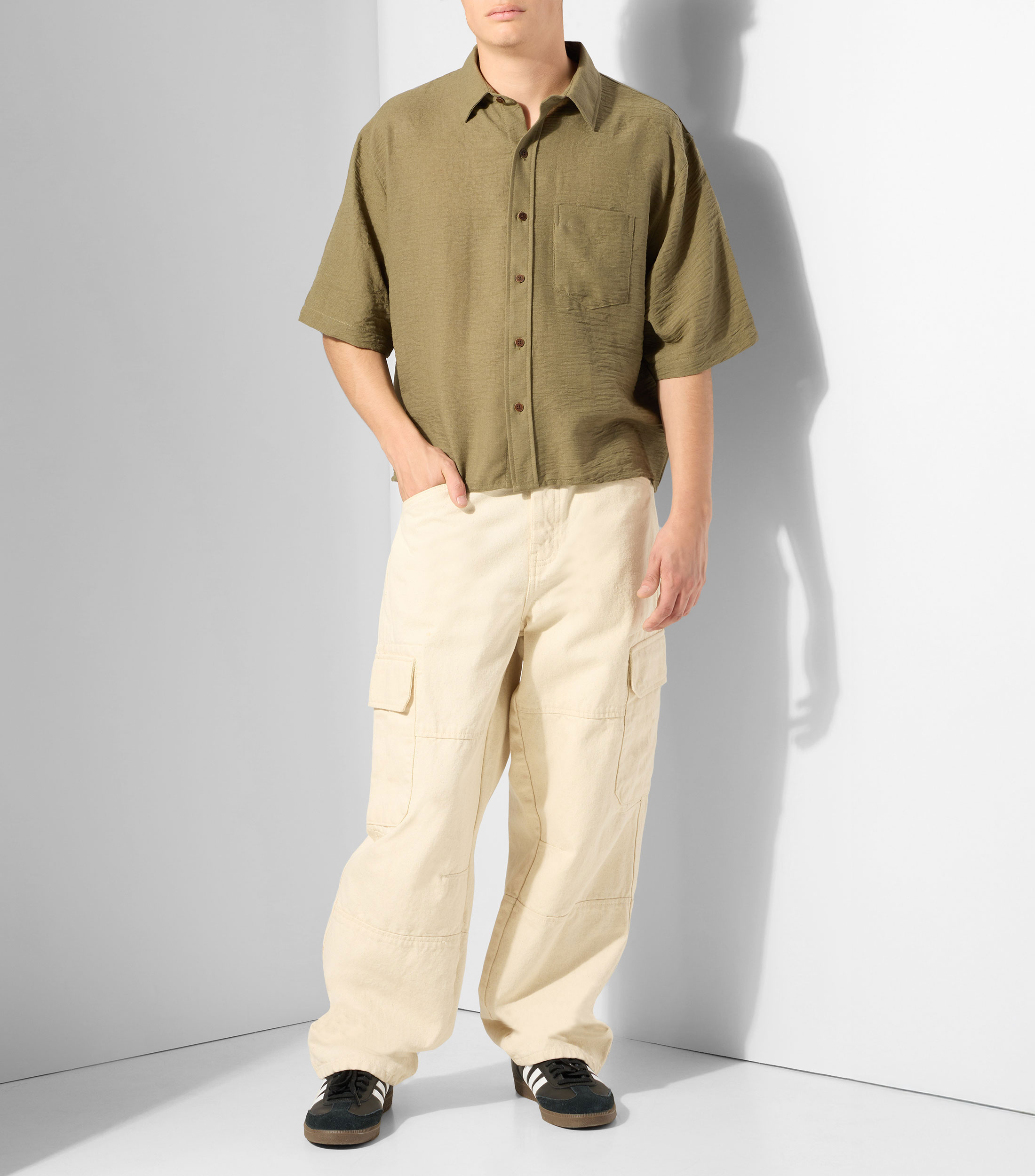 Camisa lisa manga corta Hombre