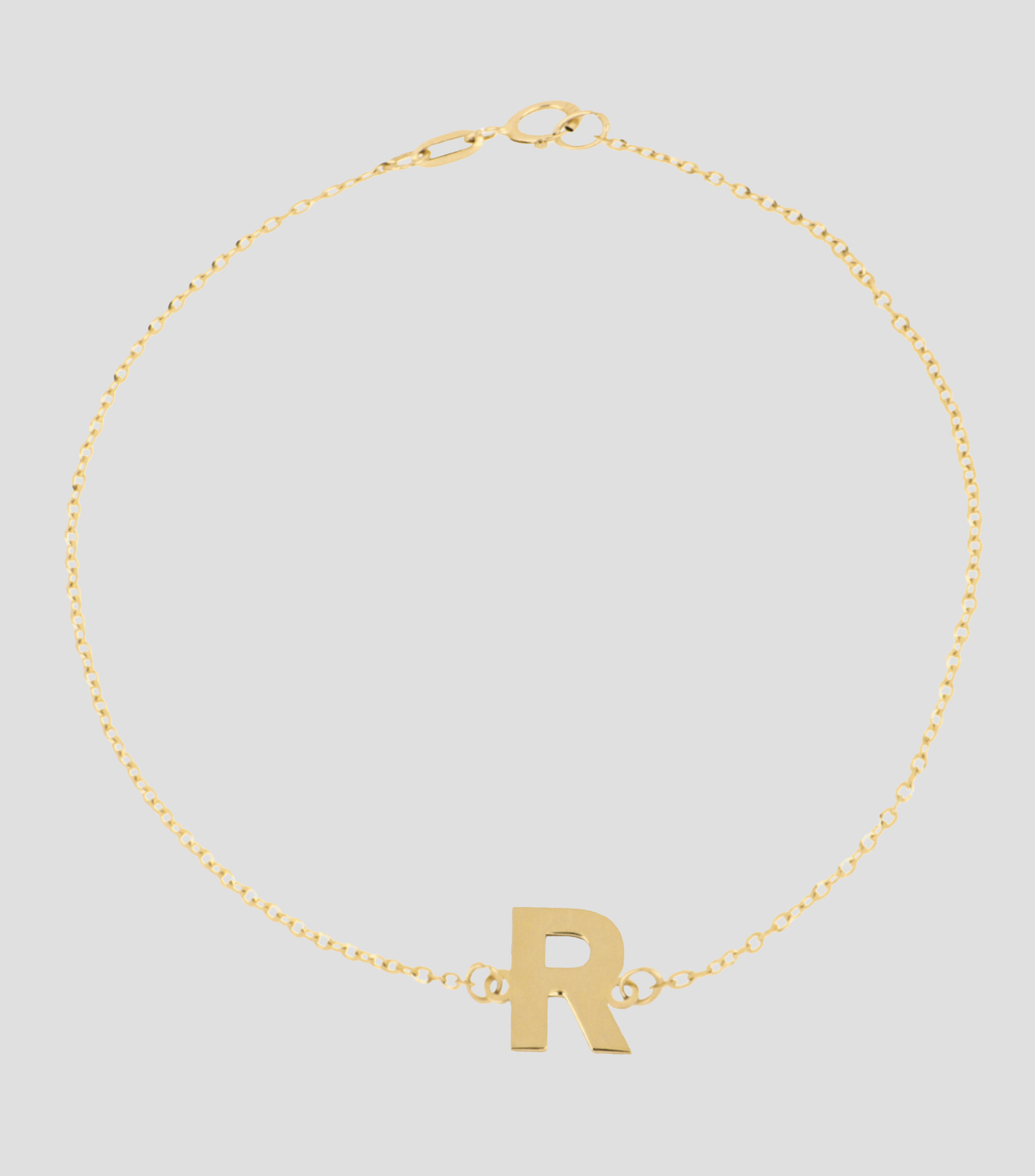 Pulsera en oro 14 Kilates Letra R Mujer