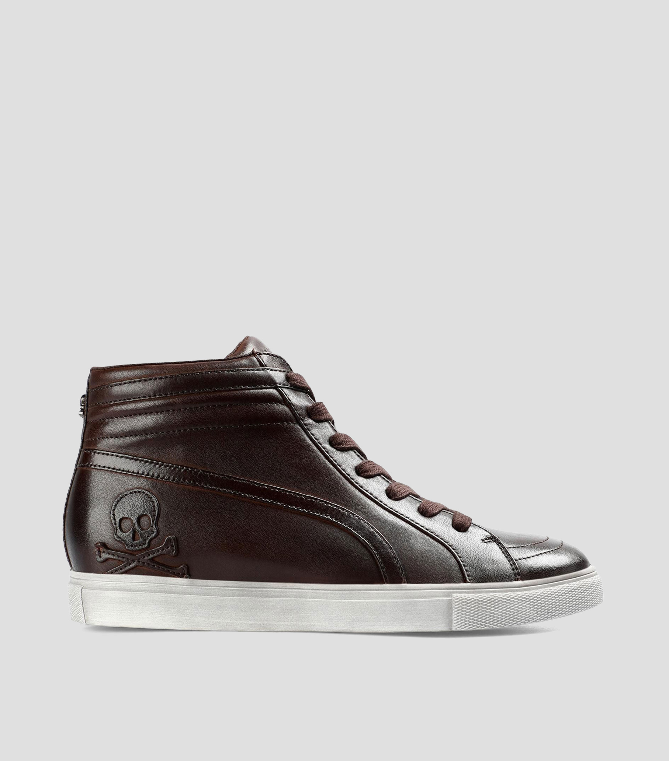 Tenis casuales tipo botín en piel lisos Mujer