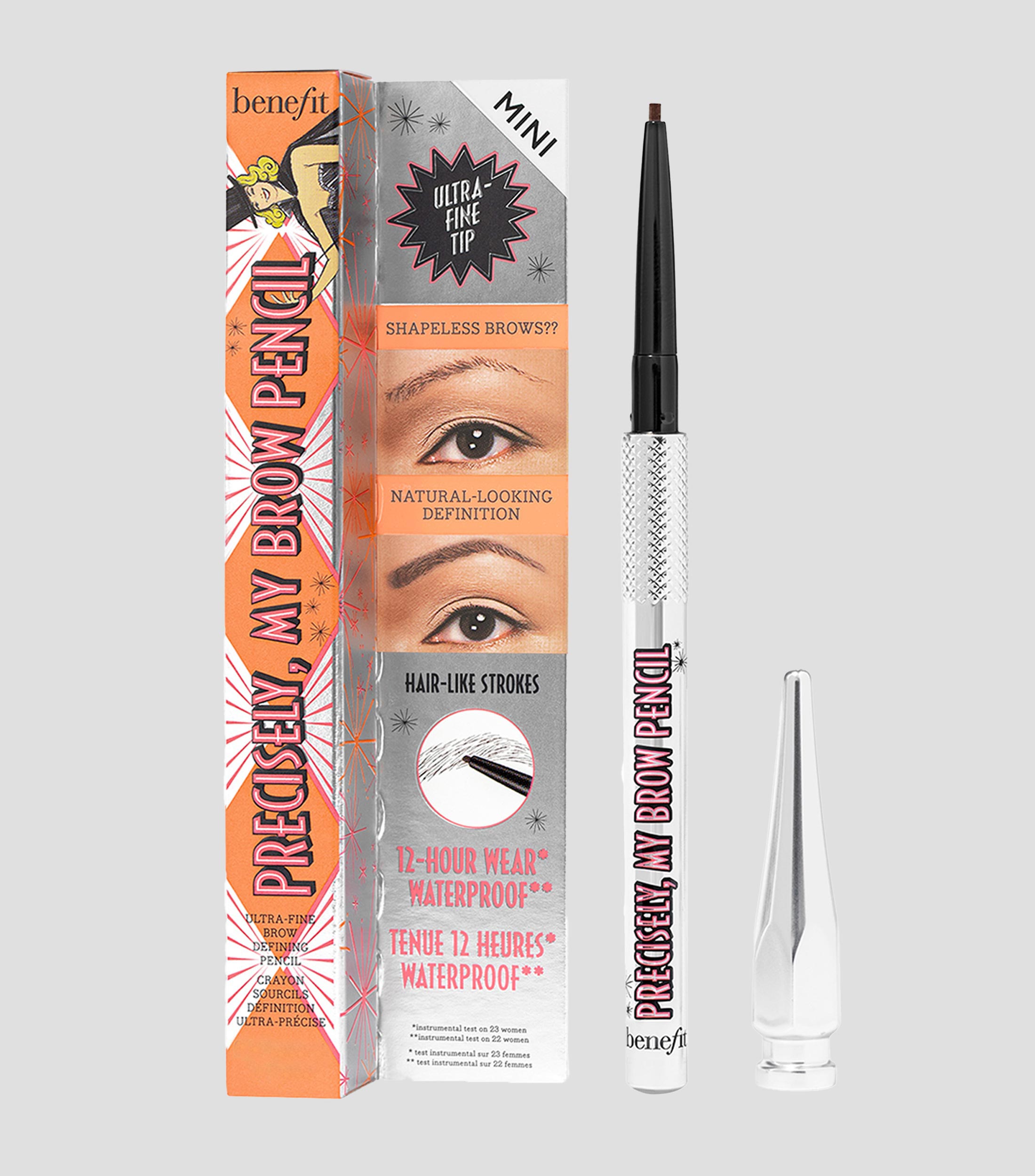 Lápiz Delineador para Cejas Precisely, My Brow Pencil Tamaño de Viaje Mini 5-Warm Black Brown, 0.04 gr
