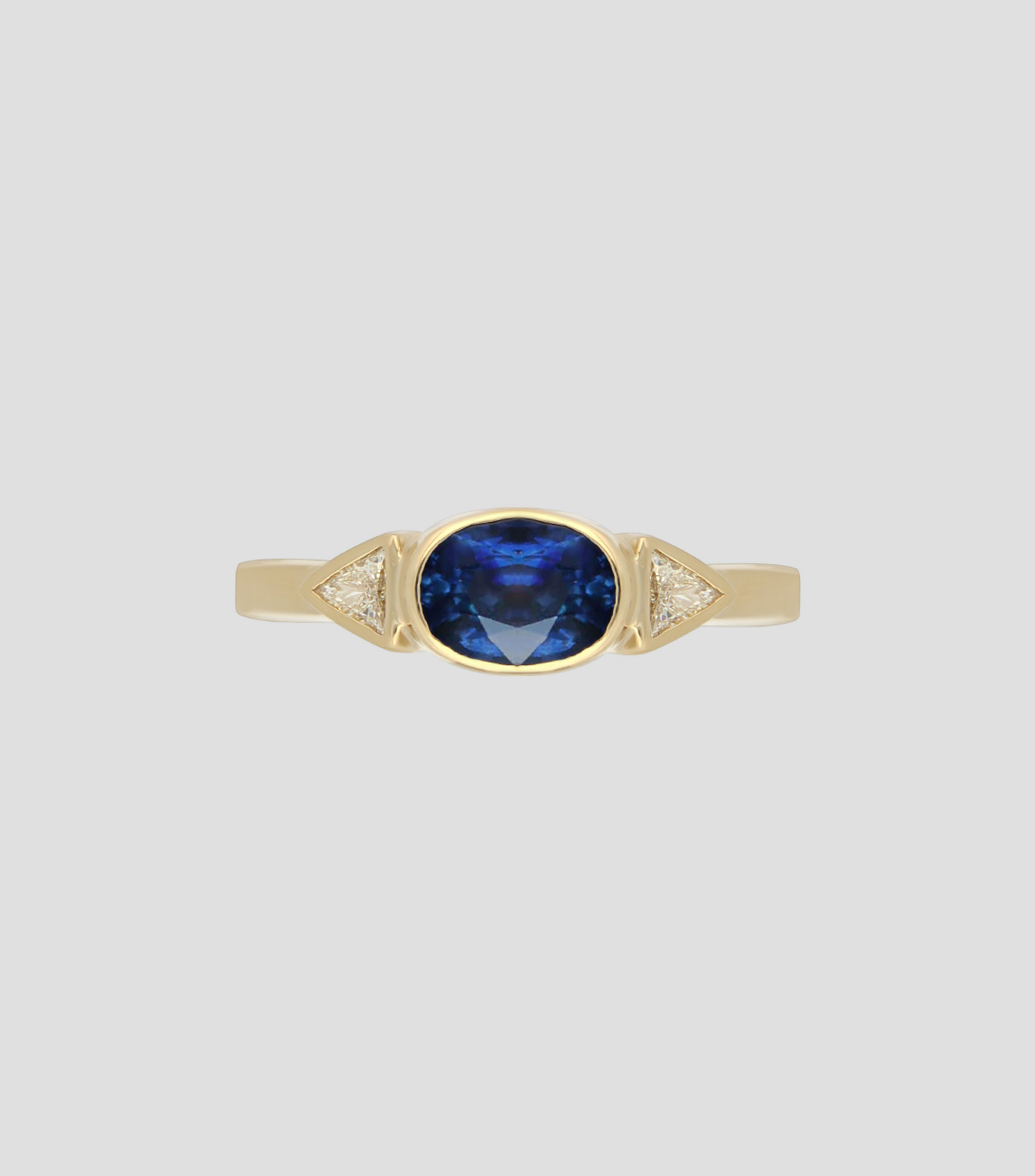 Anillo en Oro de 18 Kilates con Zafiro y Diamante Mujer