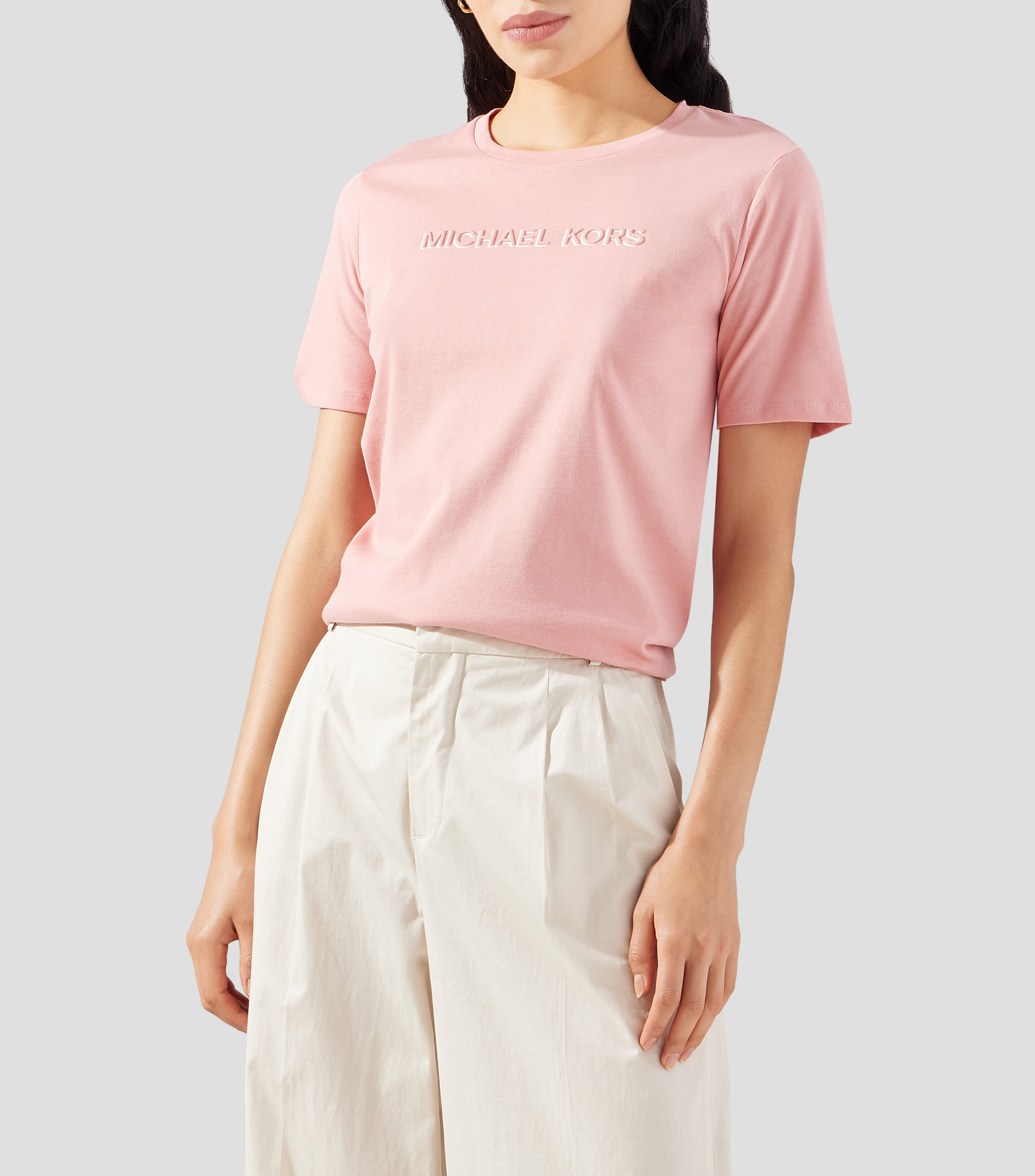Playera cuello redondo manga corta lisa Mujer