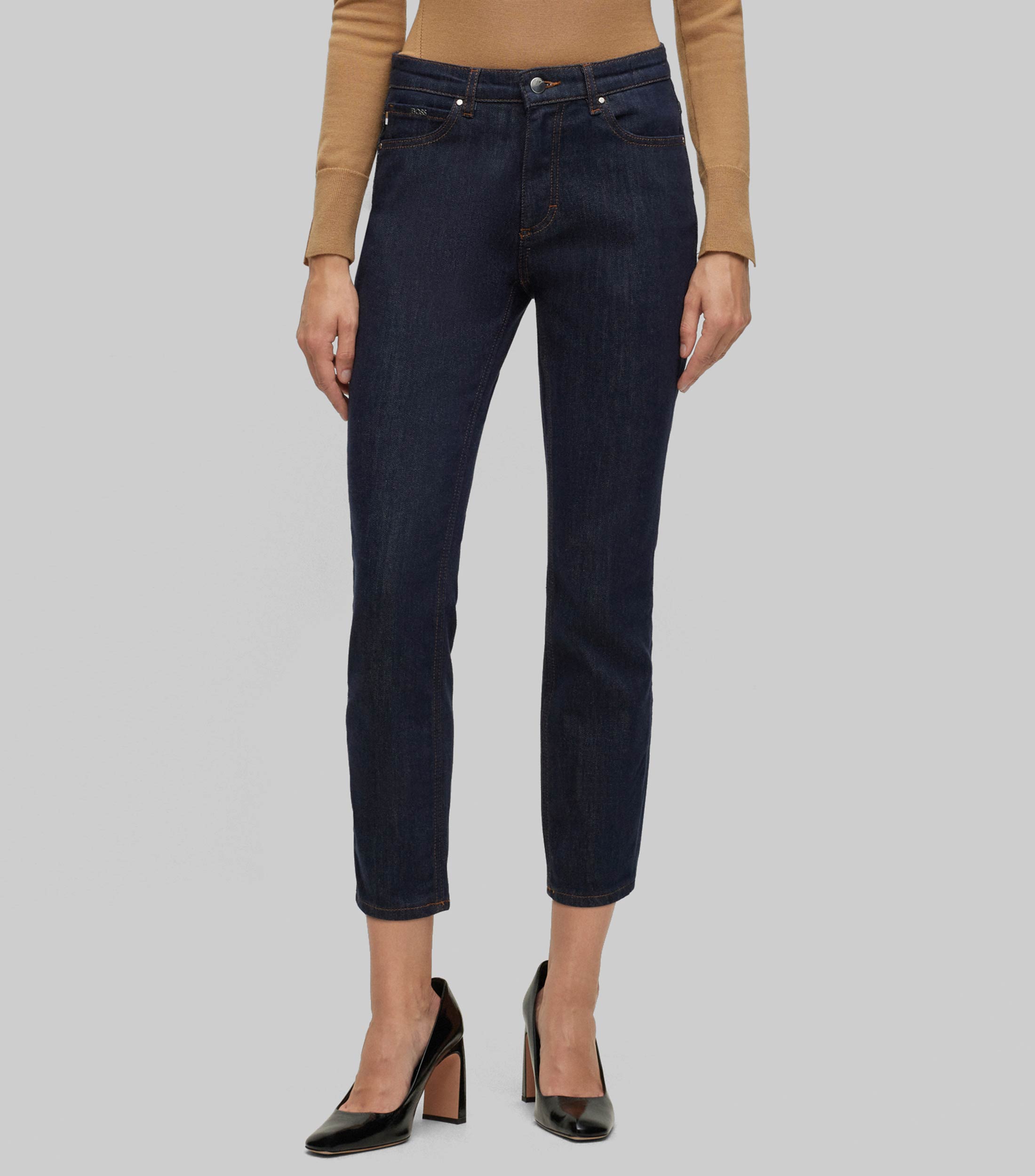 Jeans tobilleros slim fit en mezclilla elástica Stay Indigo Mujer