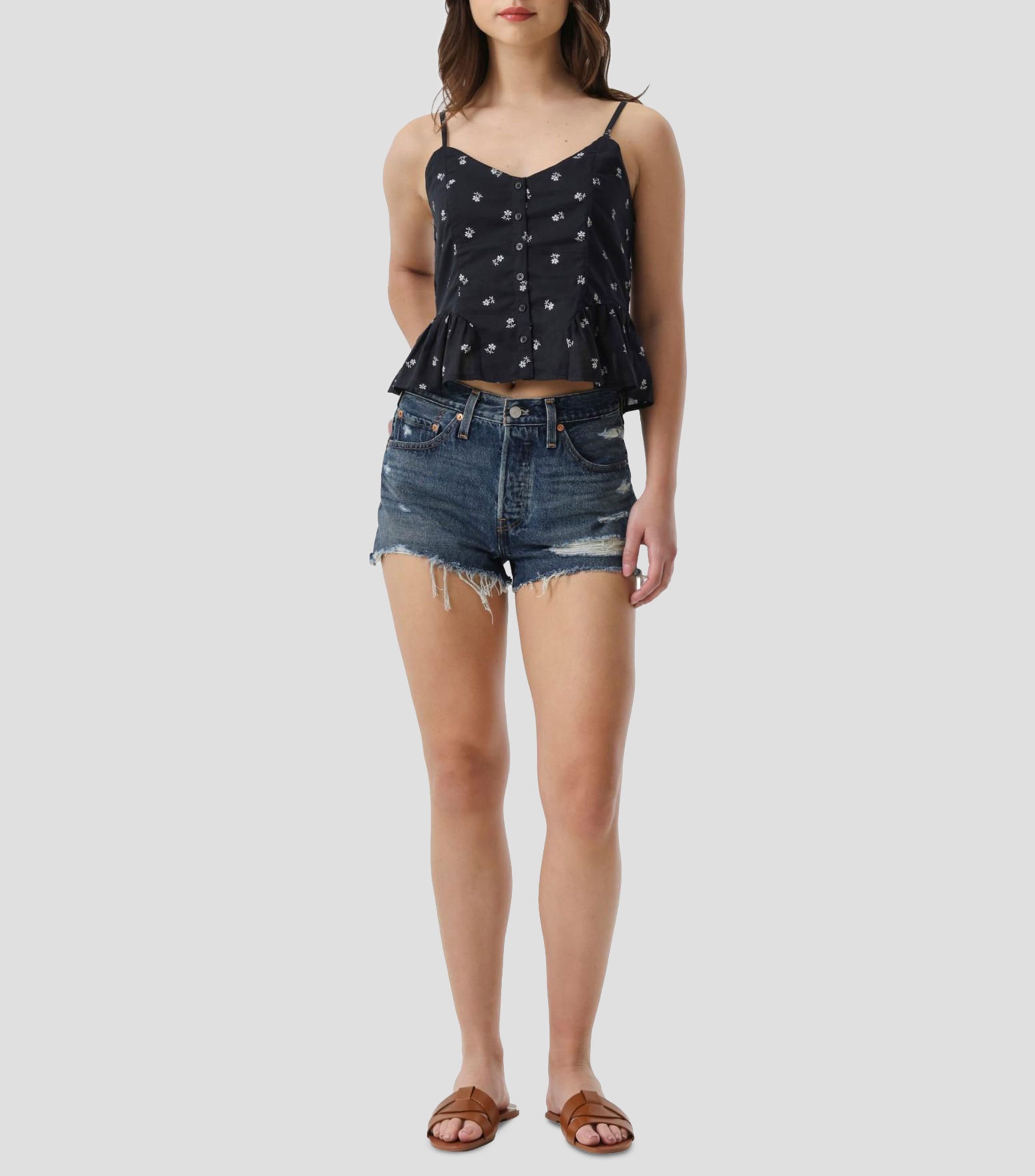 Blusa estampada sin mangas Mujer