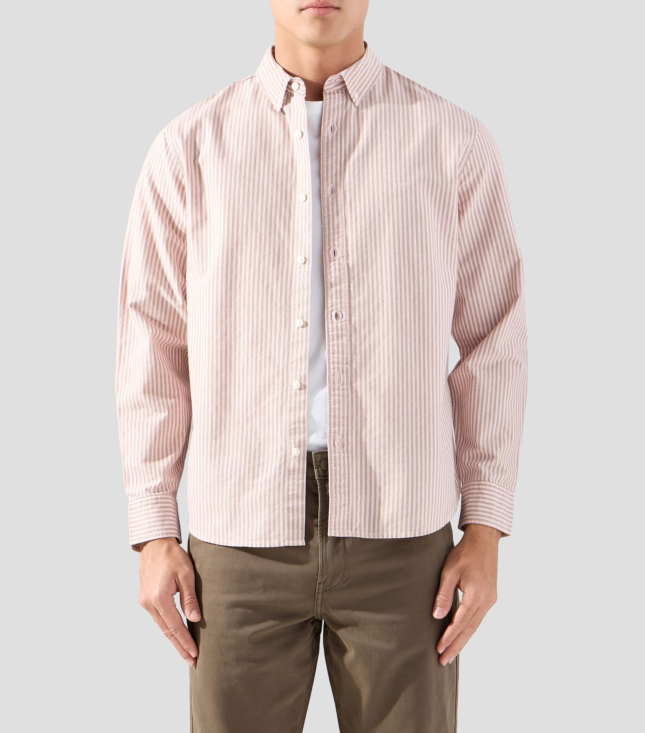 Camisa rayas manga larga Hombre