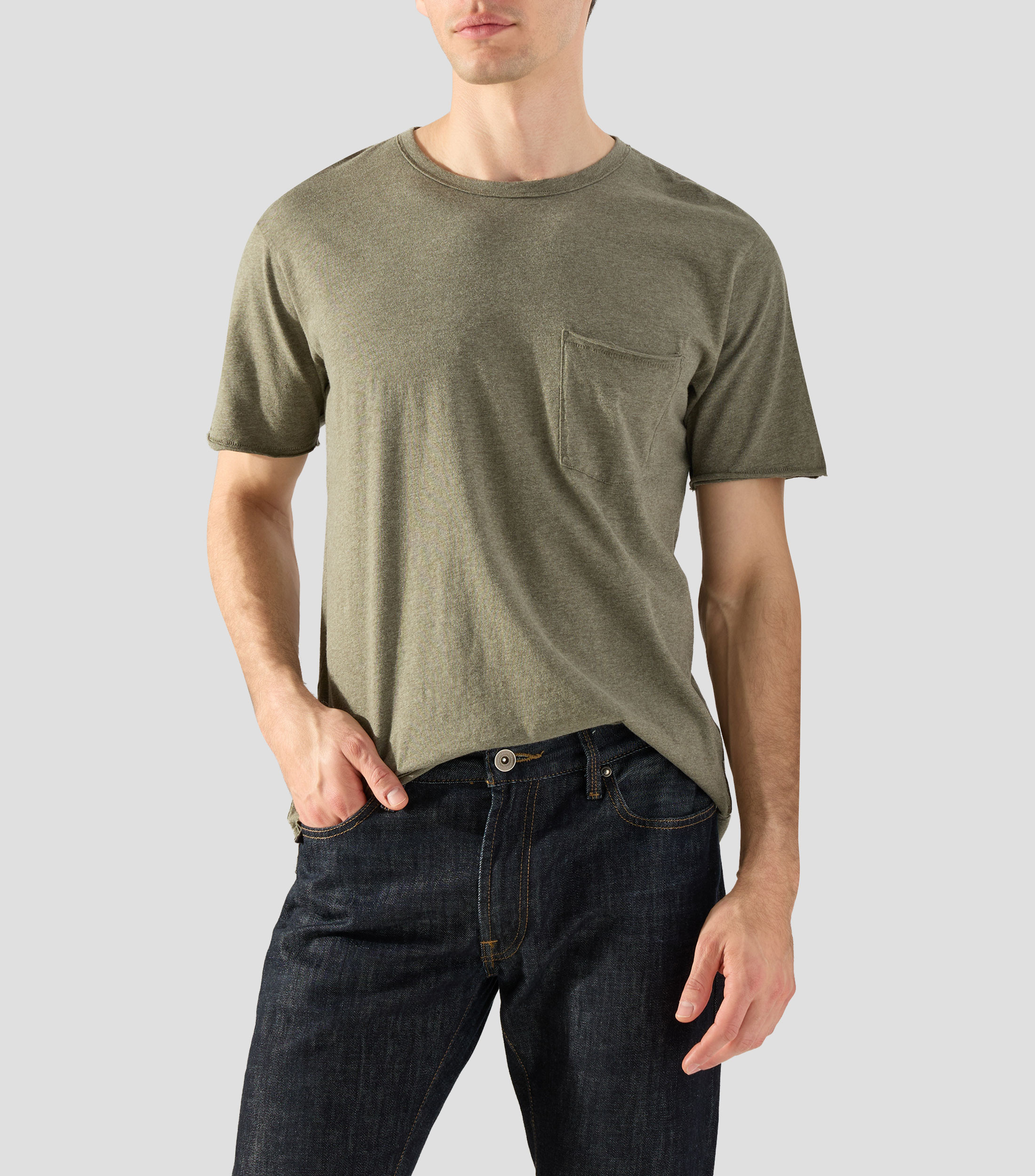 Playera de cuello redondo con manga corta lisa Hombre