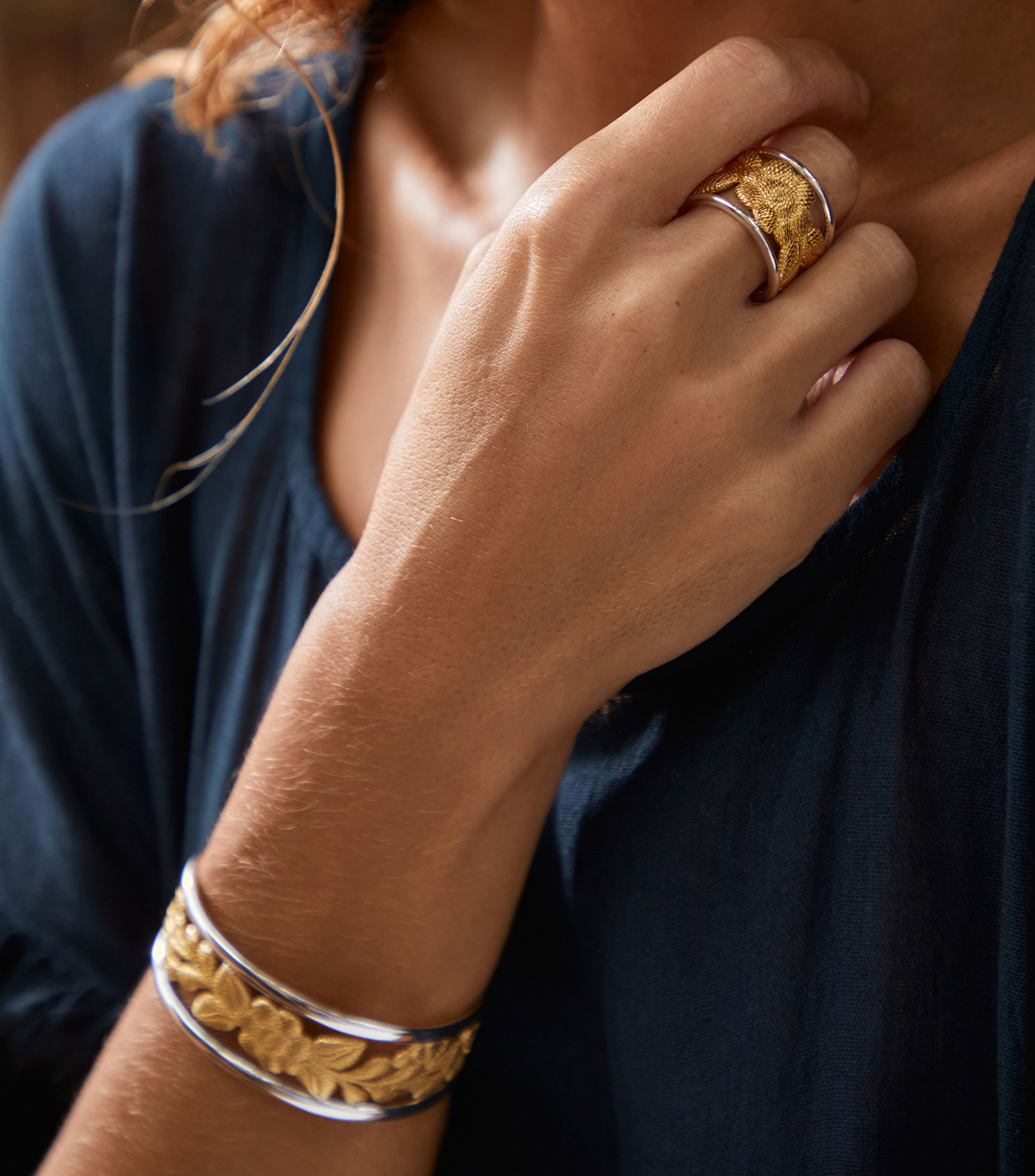 Anillo Bordados Vermeil en plata Mujer