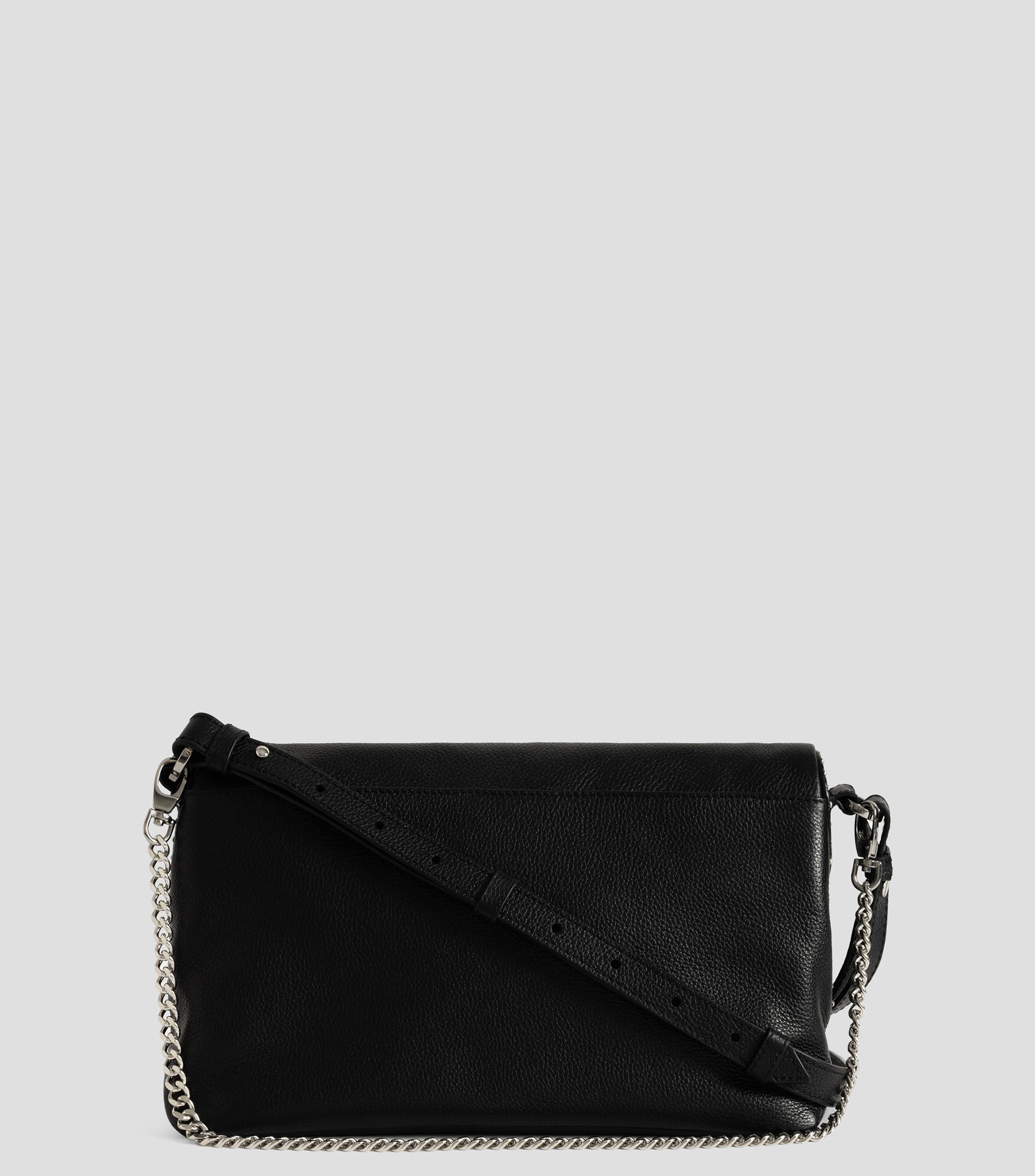 Bolsa crossbody en piel lisa con detalle texturizado Mujer
