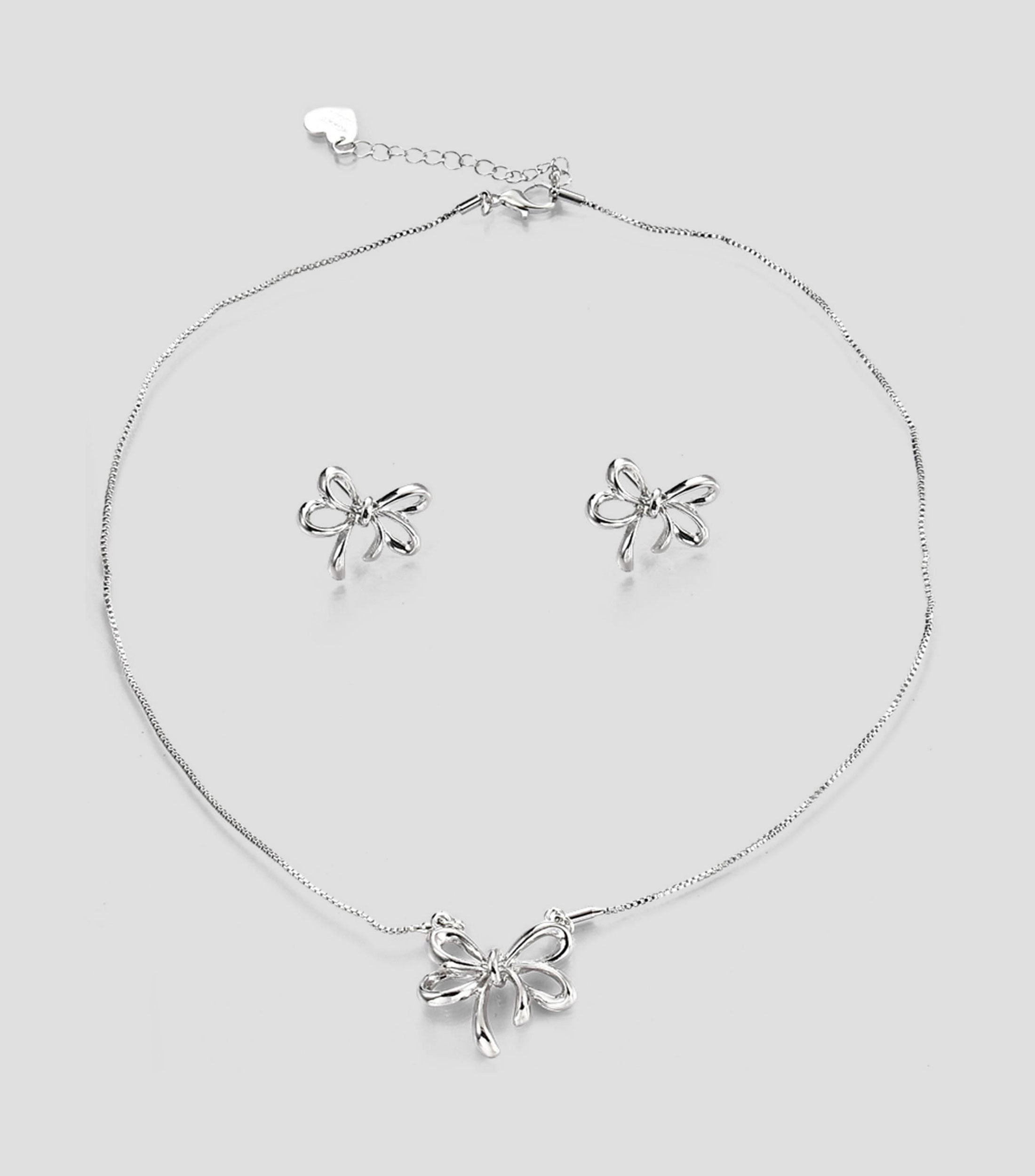 Set de collar y aretes en forma de moño Mujer