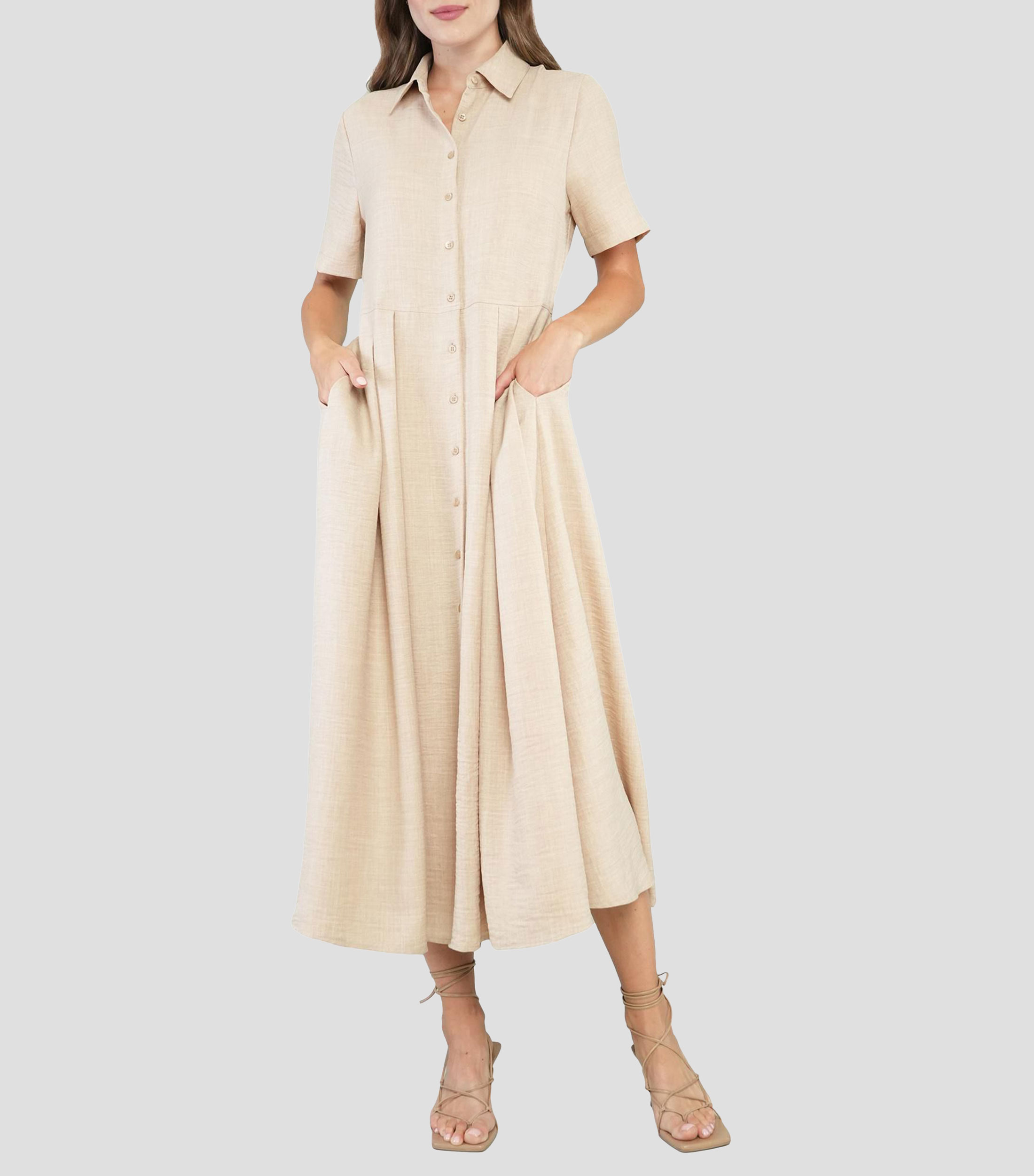 Vestido midi de diseño sólido Mujer