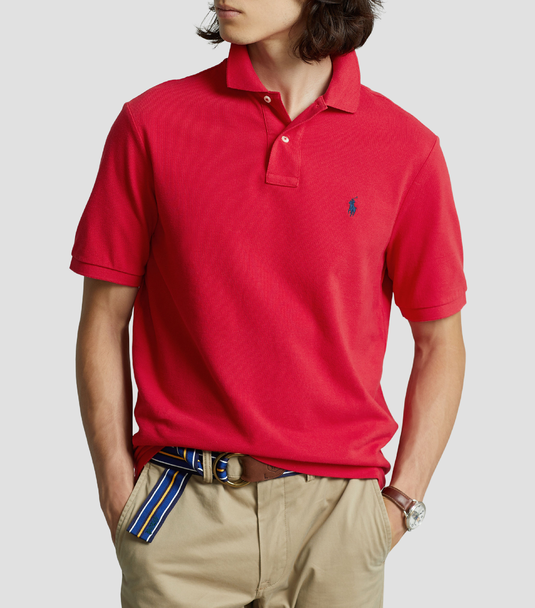 Playera tipo Polo roja de manga corta Hombre