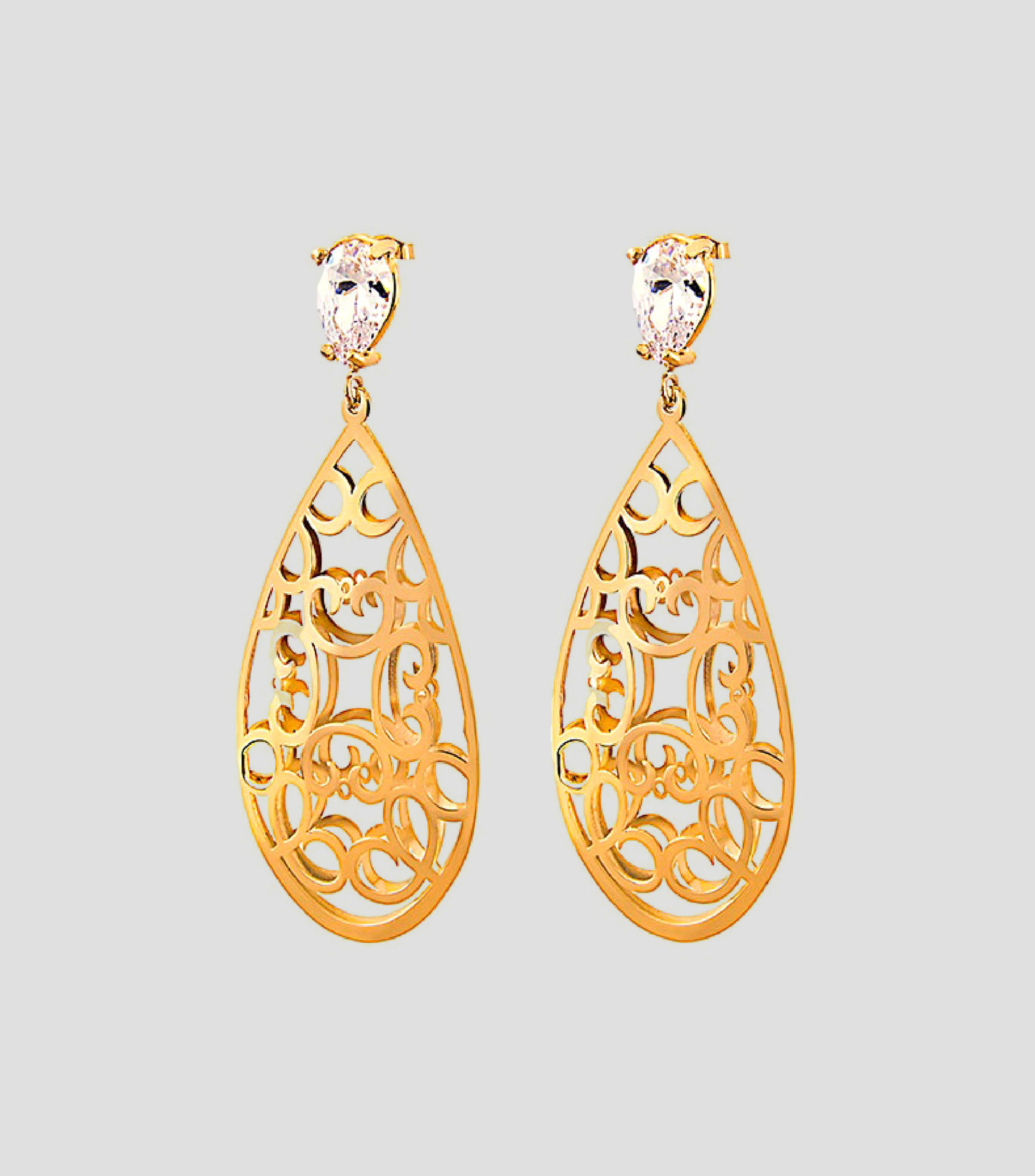 Aretes en plata con zirconia Mujer