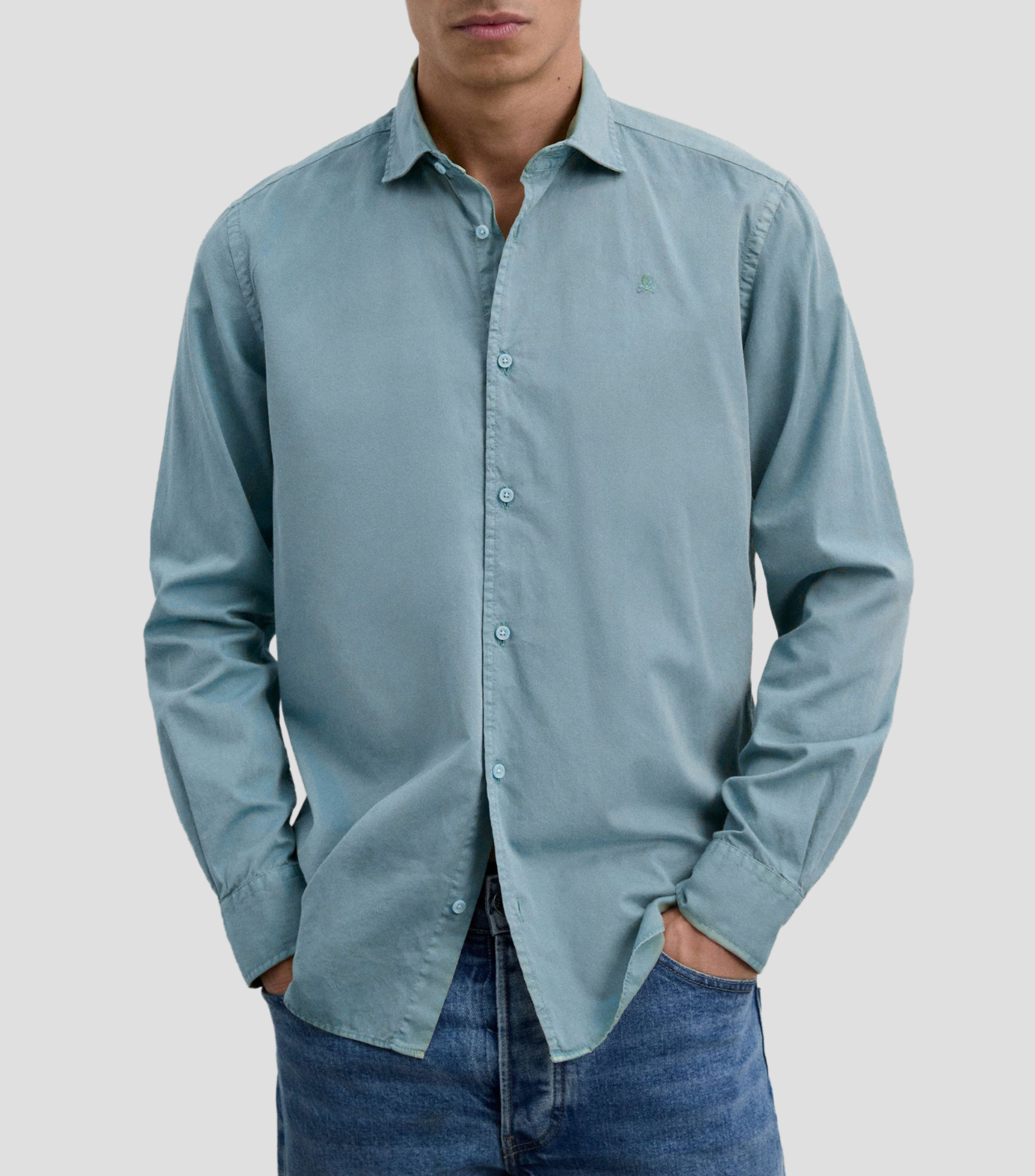 Camisa lisa de manga larga Hombre