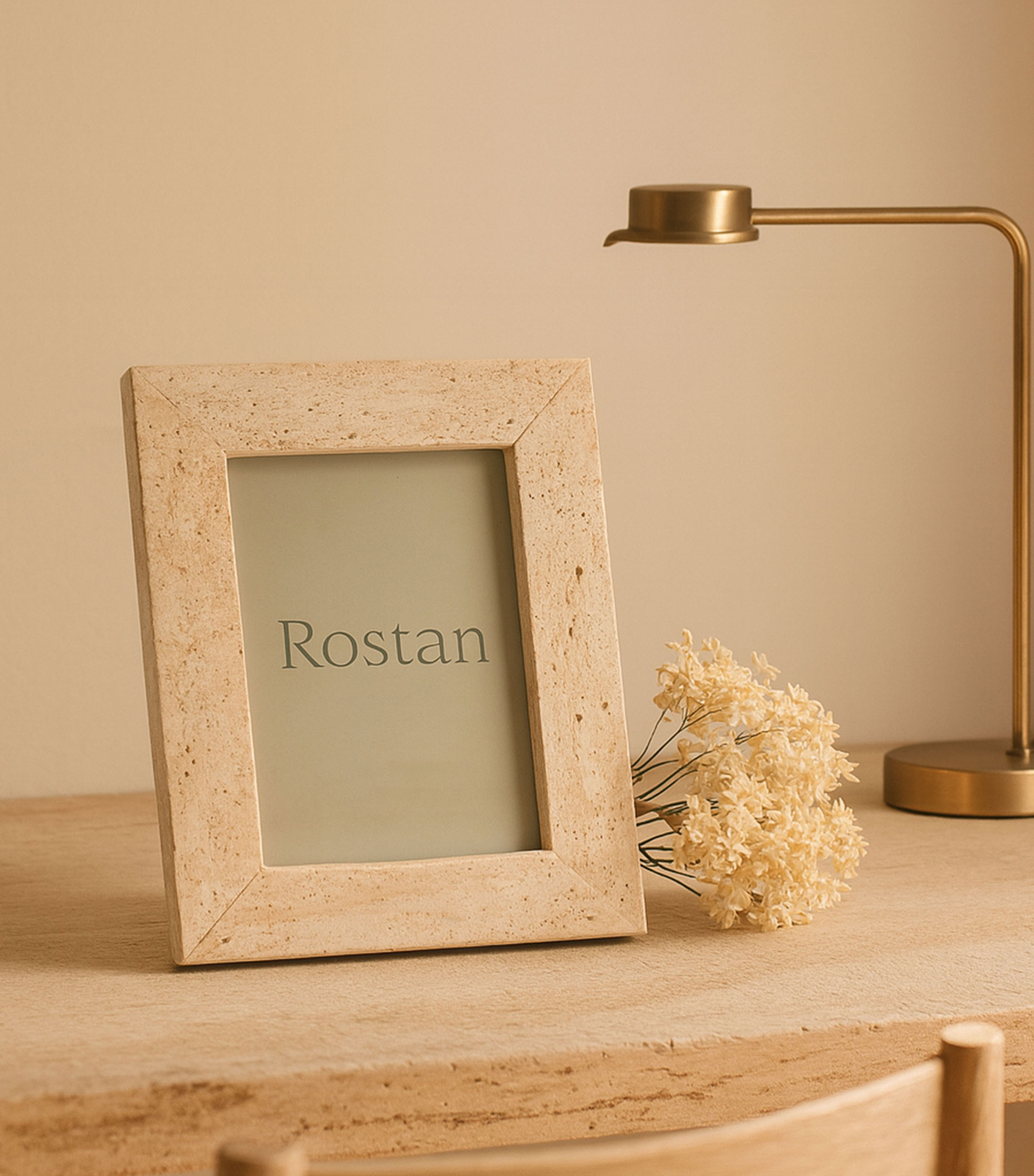 Portarretrato en mármol travertino