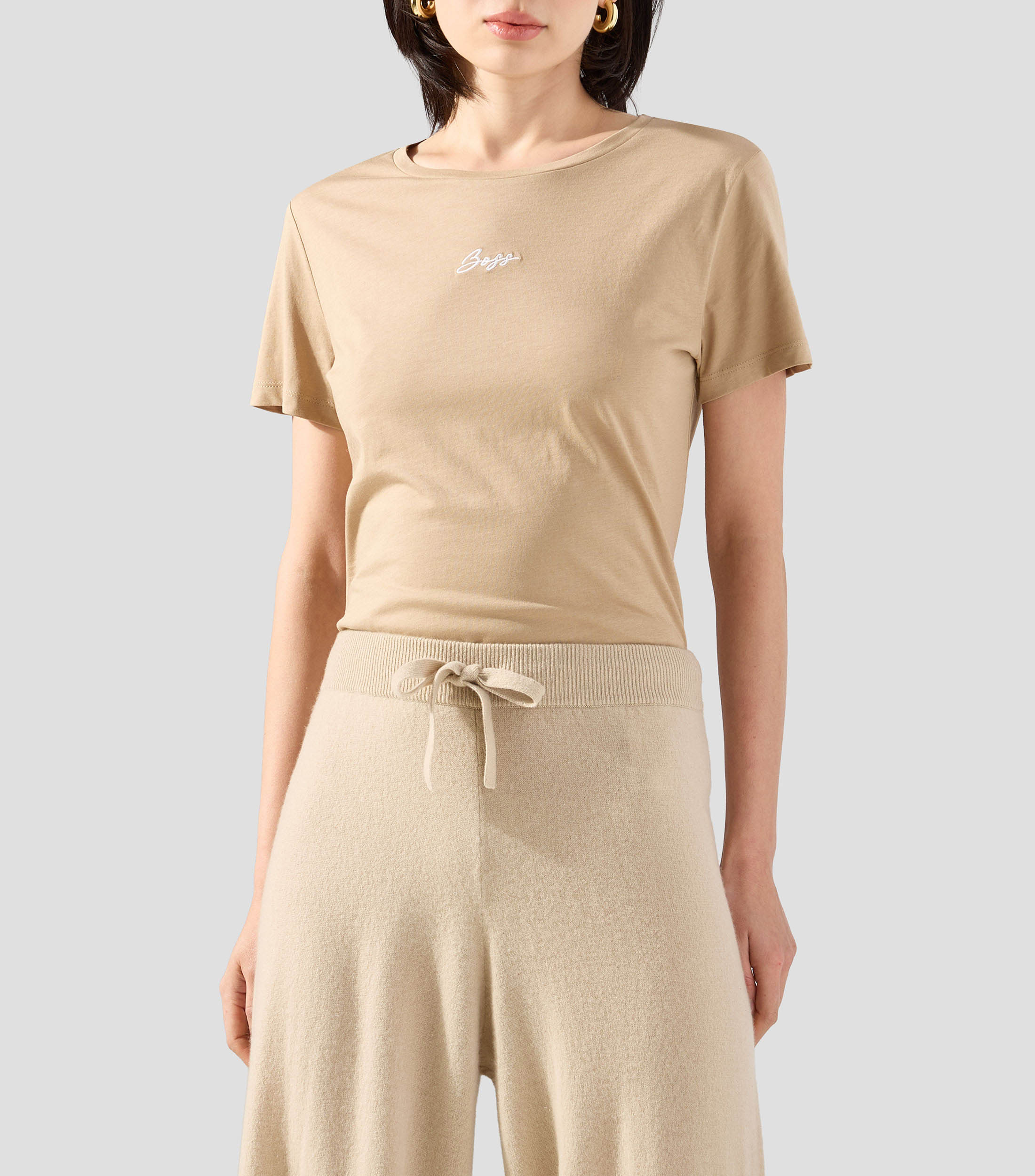 Playera cuello redondo manga corta lisa Mujer