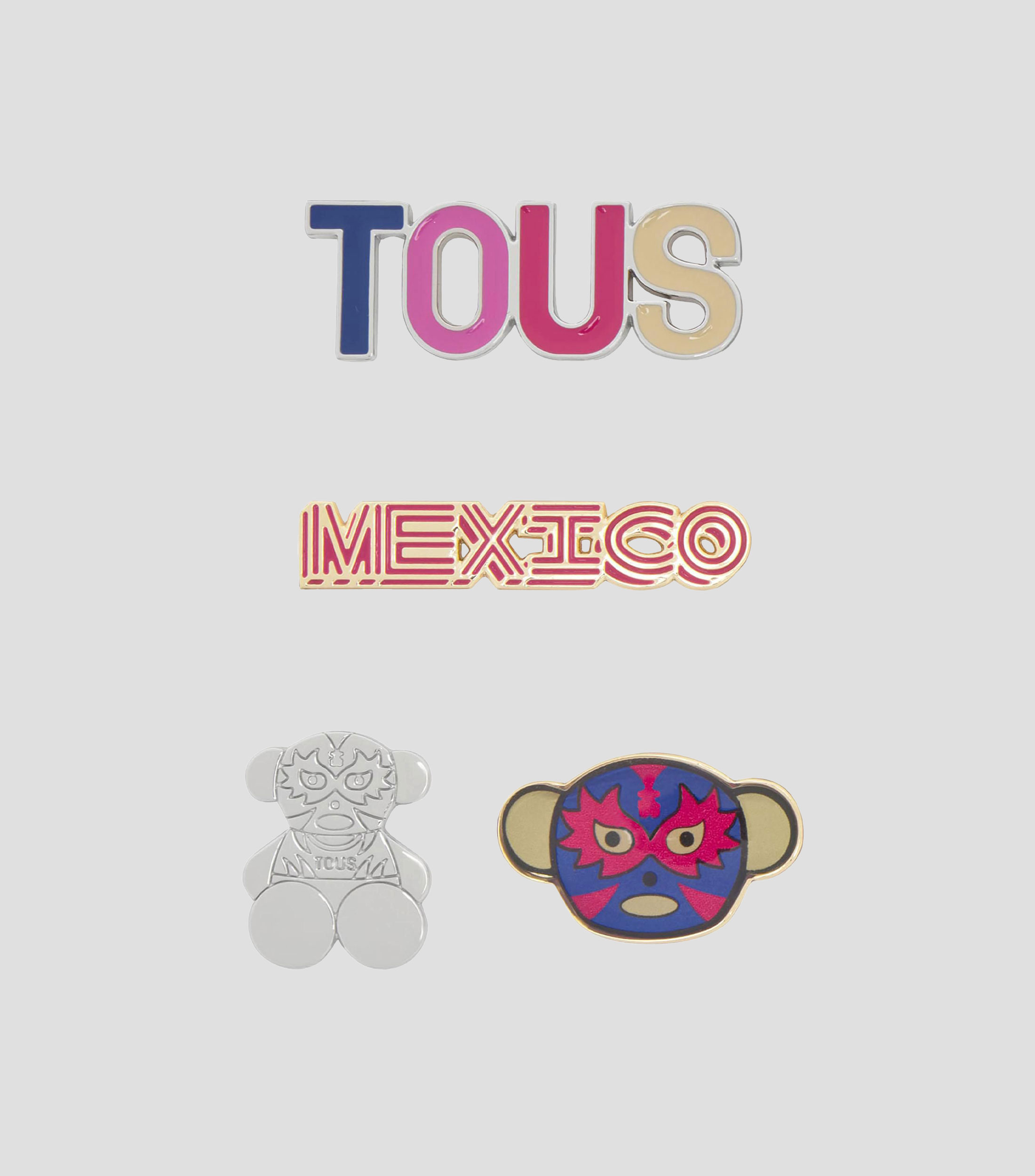 Set de 4 pines Contigo México Bear Fighter Unisex