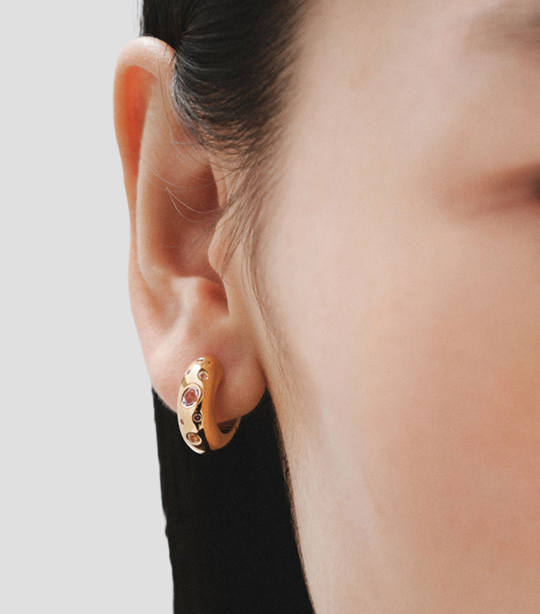 Aretes en plata .925 con topacios, amatistas y rodolitas Elua Bombe Mujer