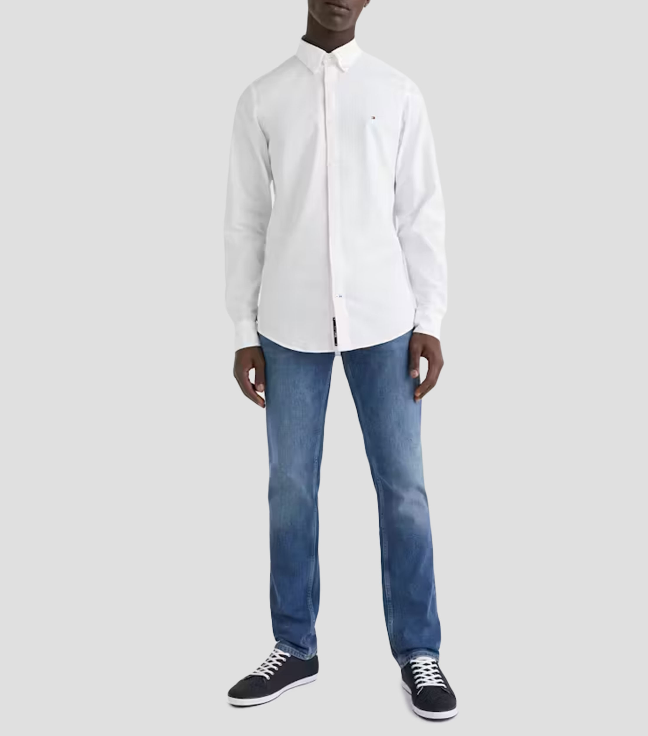 Camisa lisa con manga larga Hombre