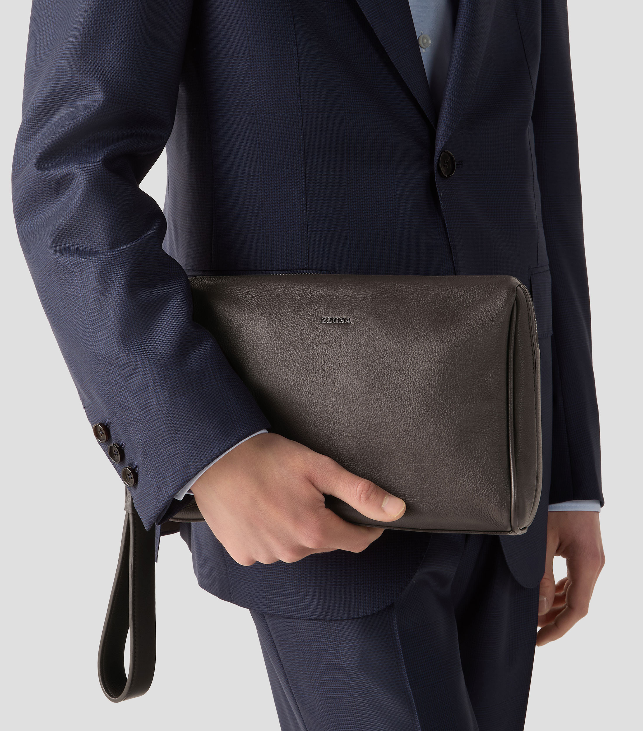 Bolso clutch en piel Secondskin liso Unisex