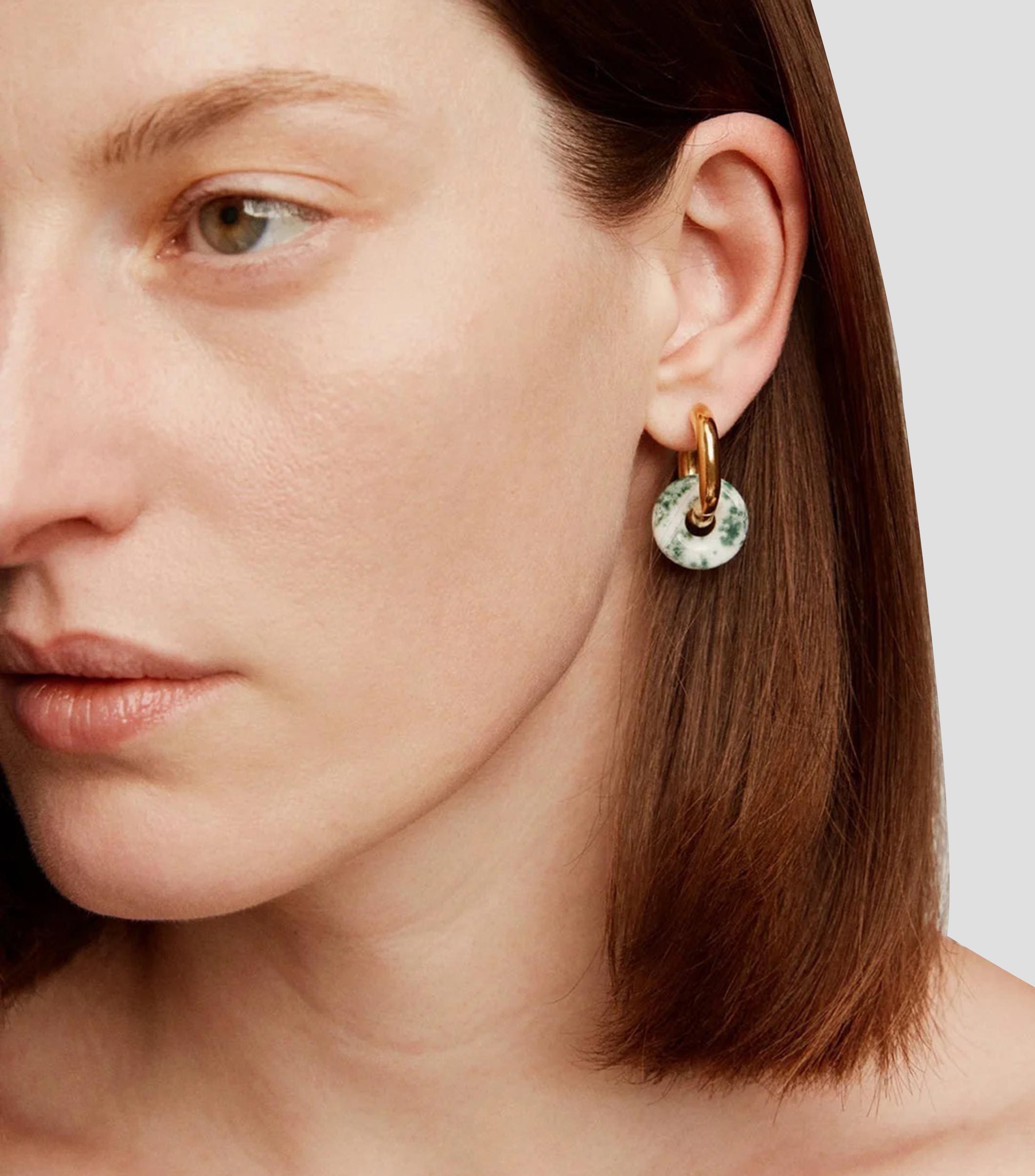 Pendientes en plata .925 con ágata verde Rissaga Mujer