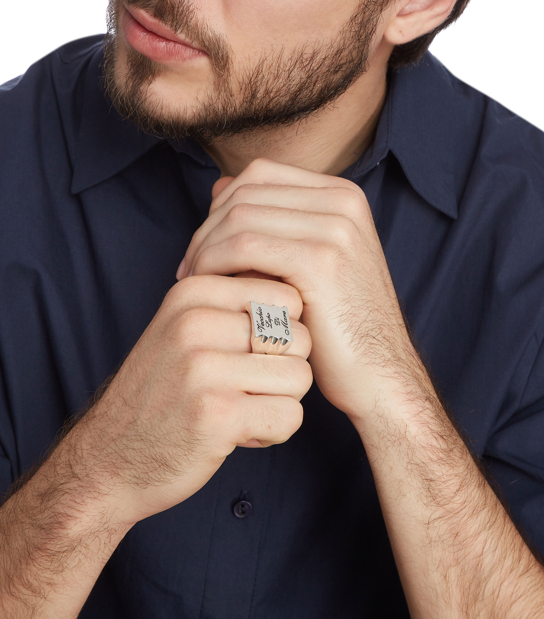 Anillo con tipografía en plata .925 Hombre