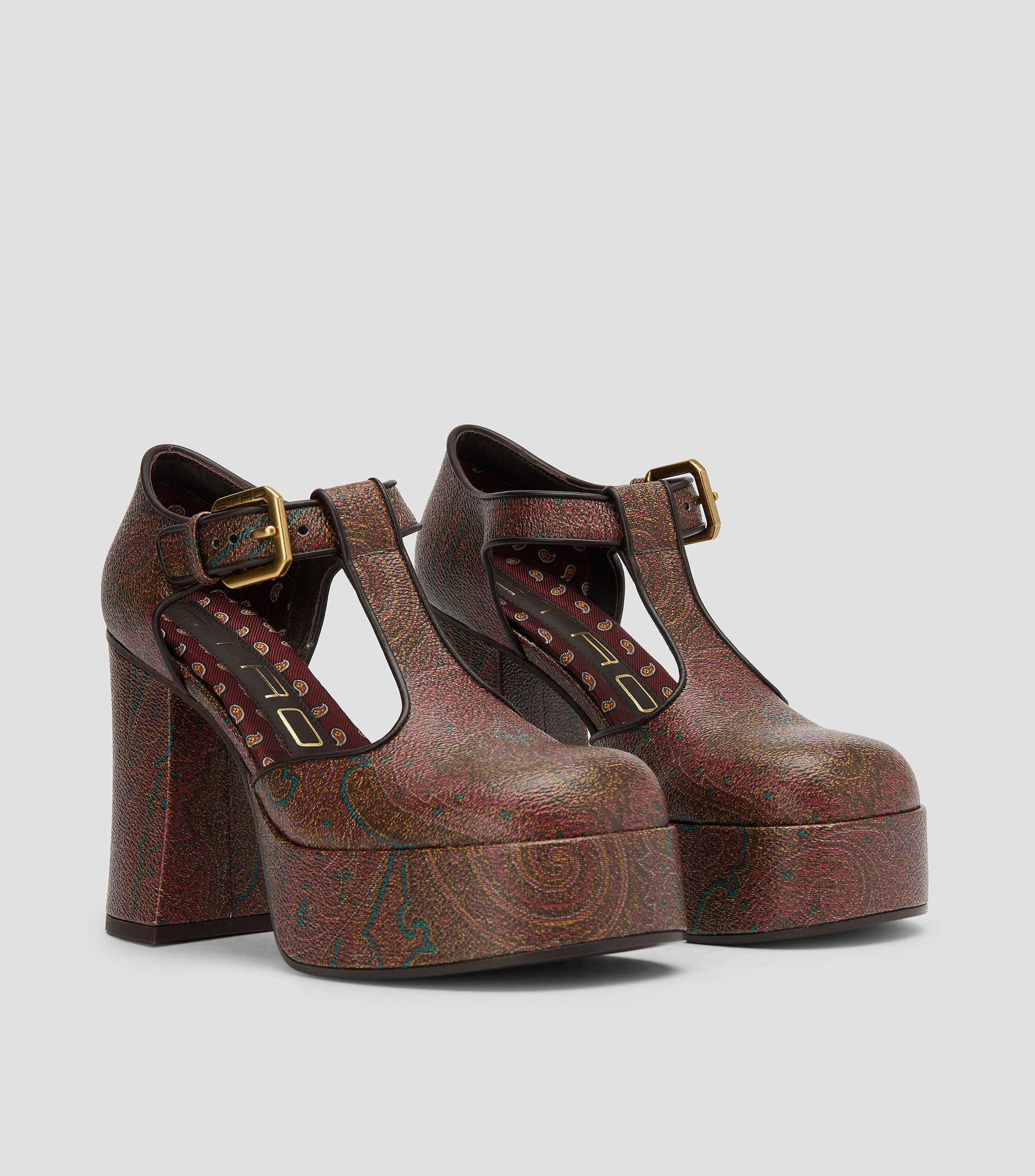 Sandalias con tacón alto de media luna y plataforma Mujer
