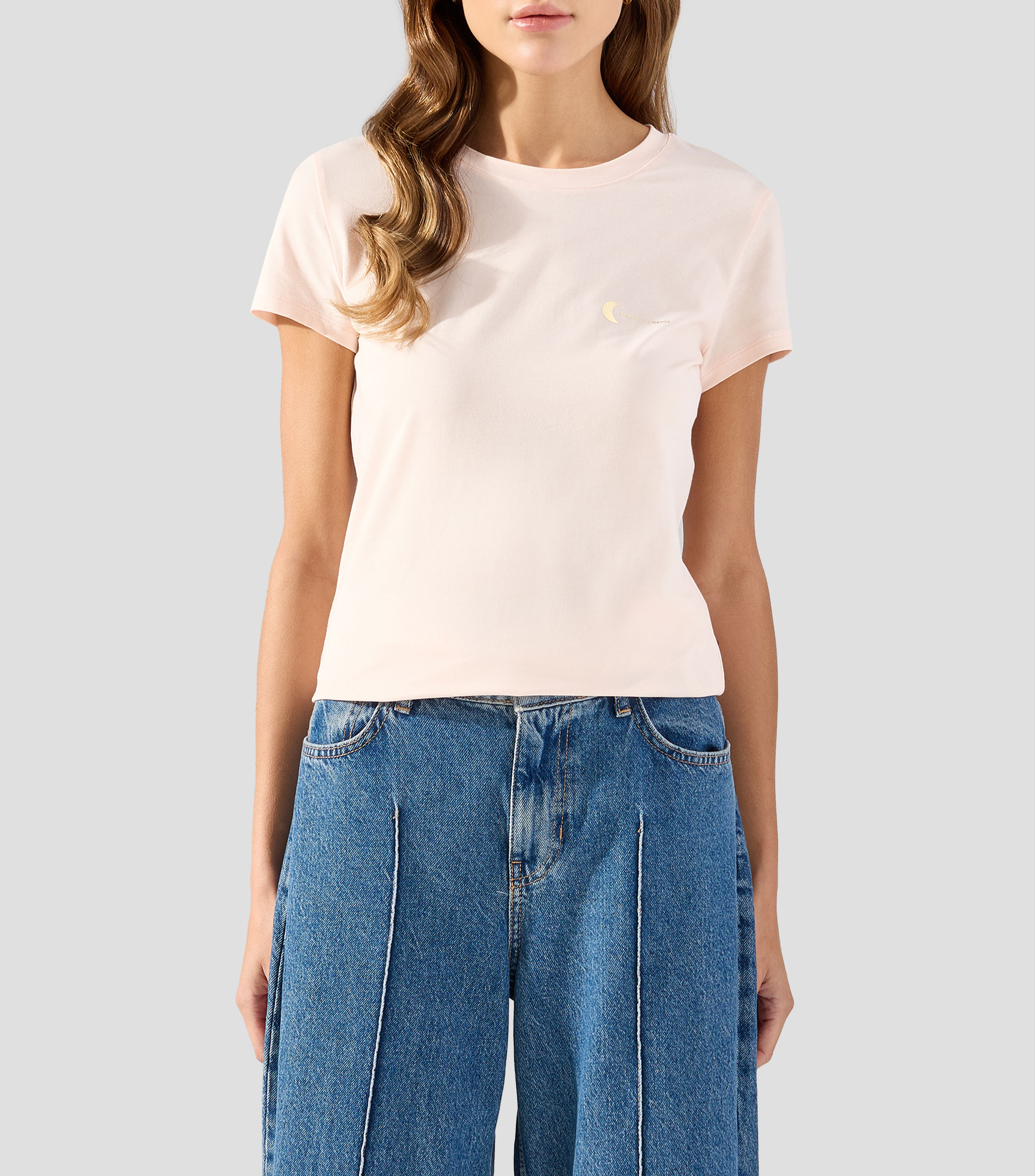 Playera cuello redondo manga corta estampada Mujer