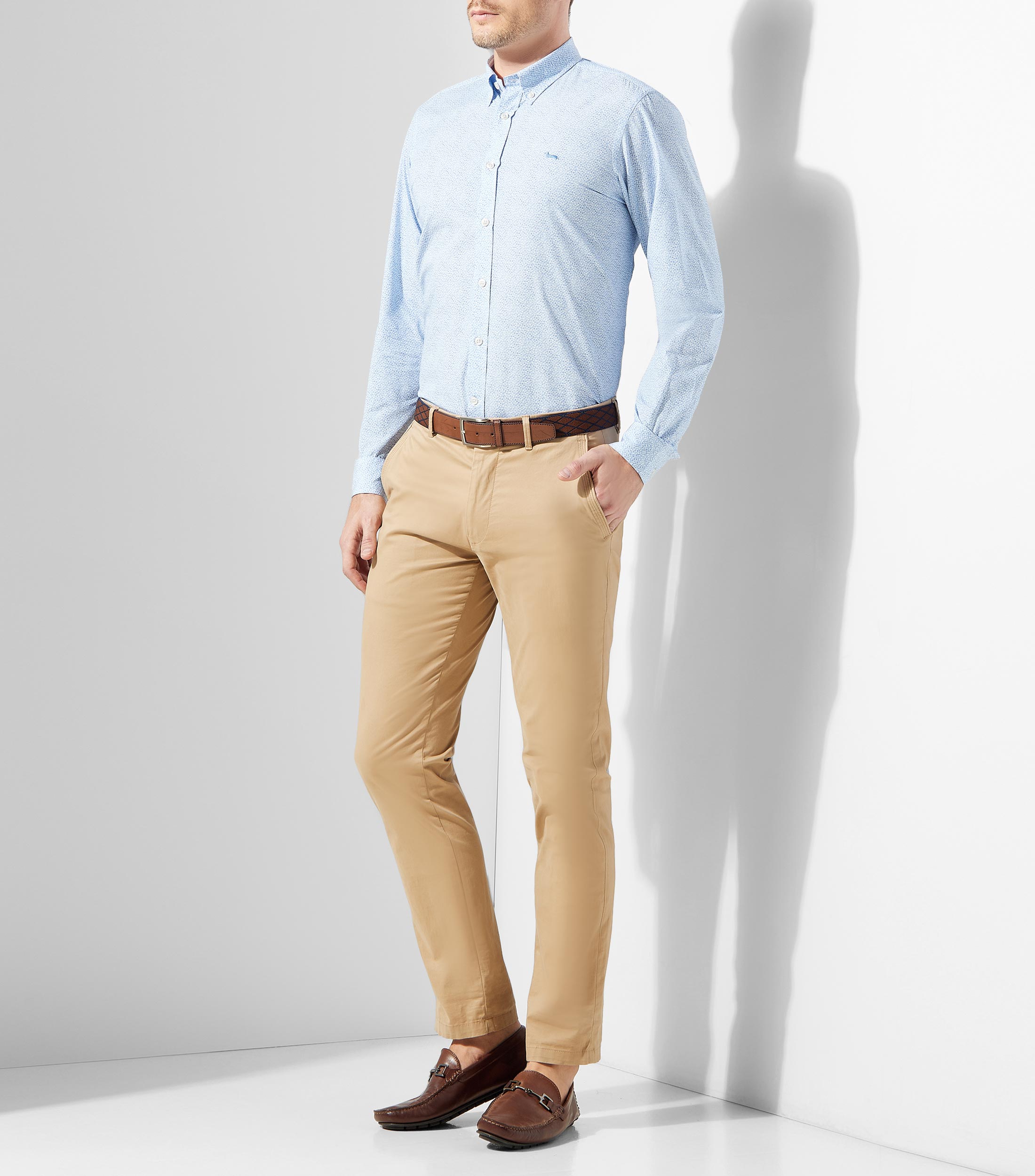 Camisa estampada manga larga Hombre