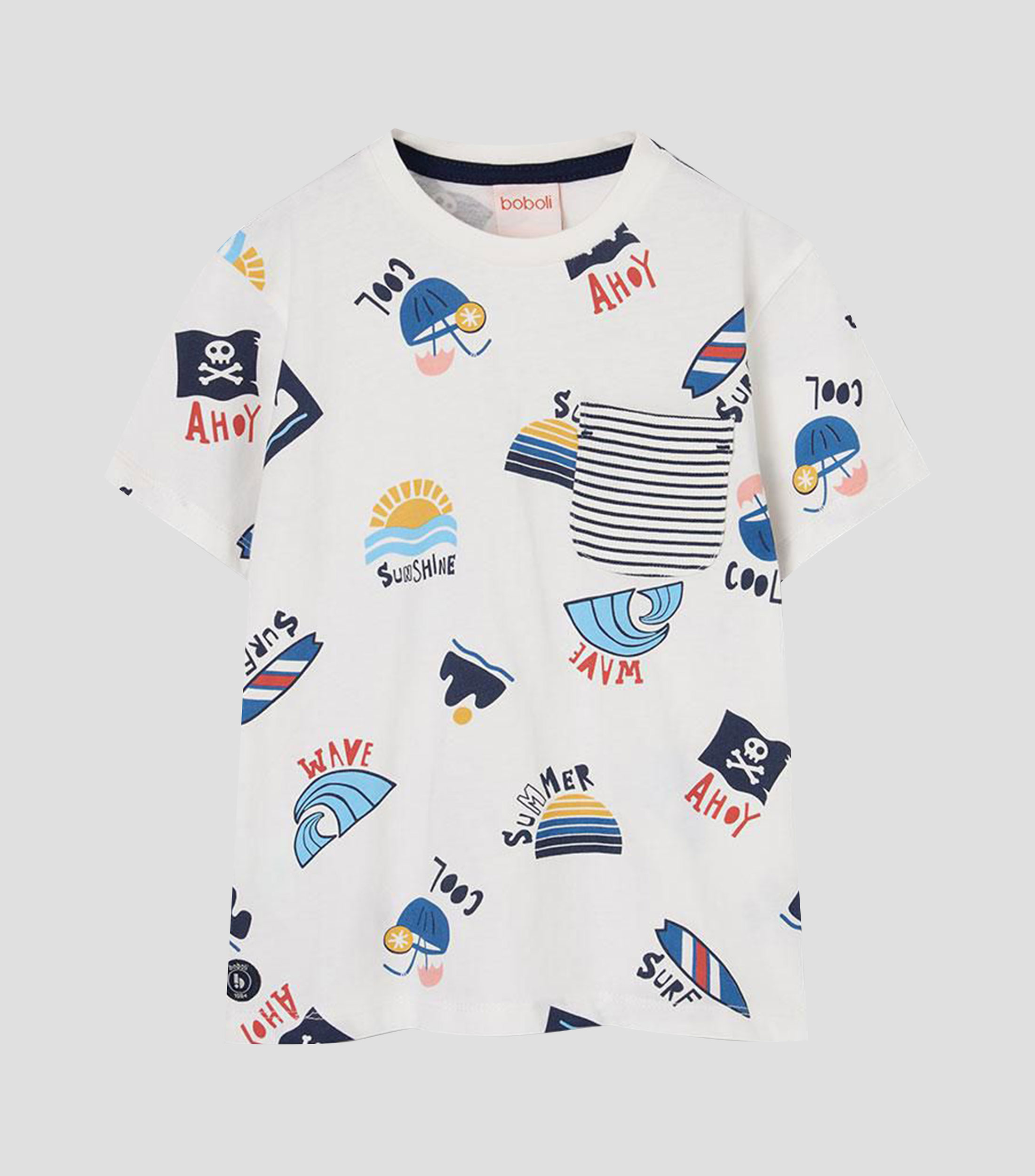 Playera de cuello redondo con manga corta estampada Bebé