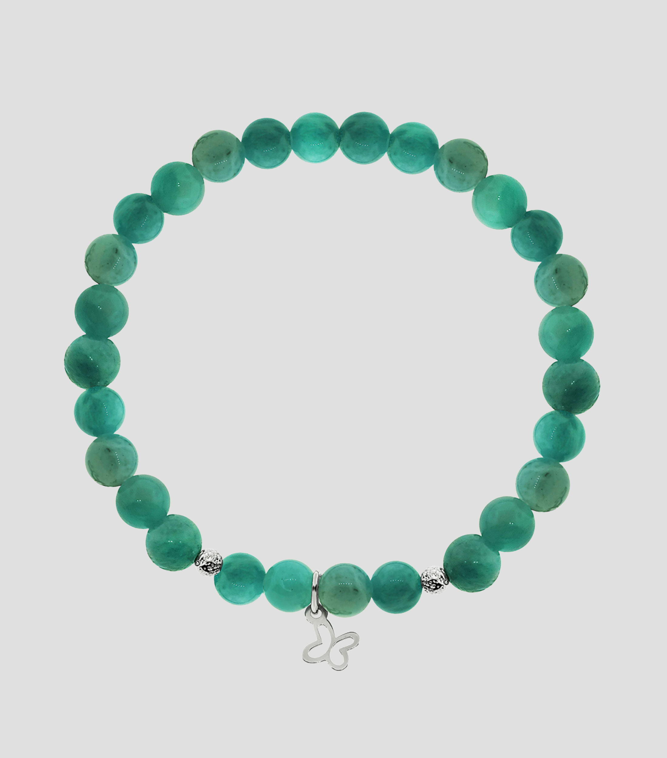 Brazalete en plata .925 y amazonita con mariposa mini Esenciales Mujer