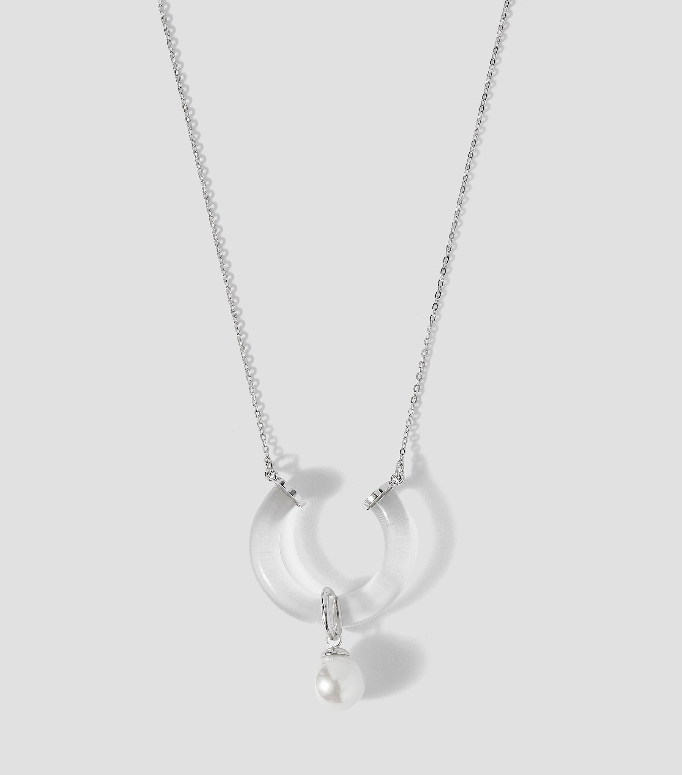 Collar en plata con cristal y perla Ayla Mujer