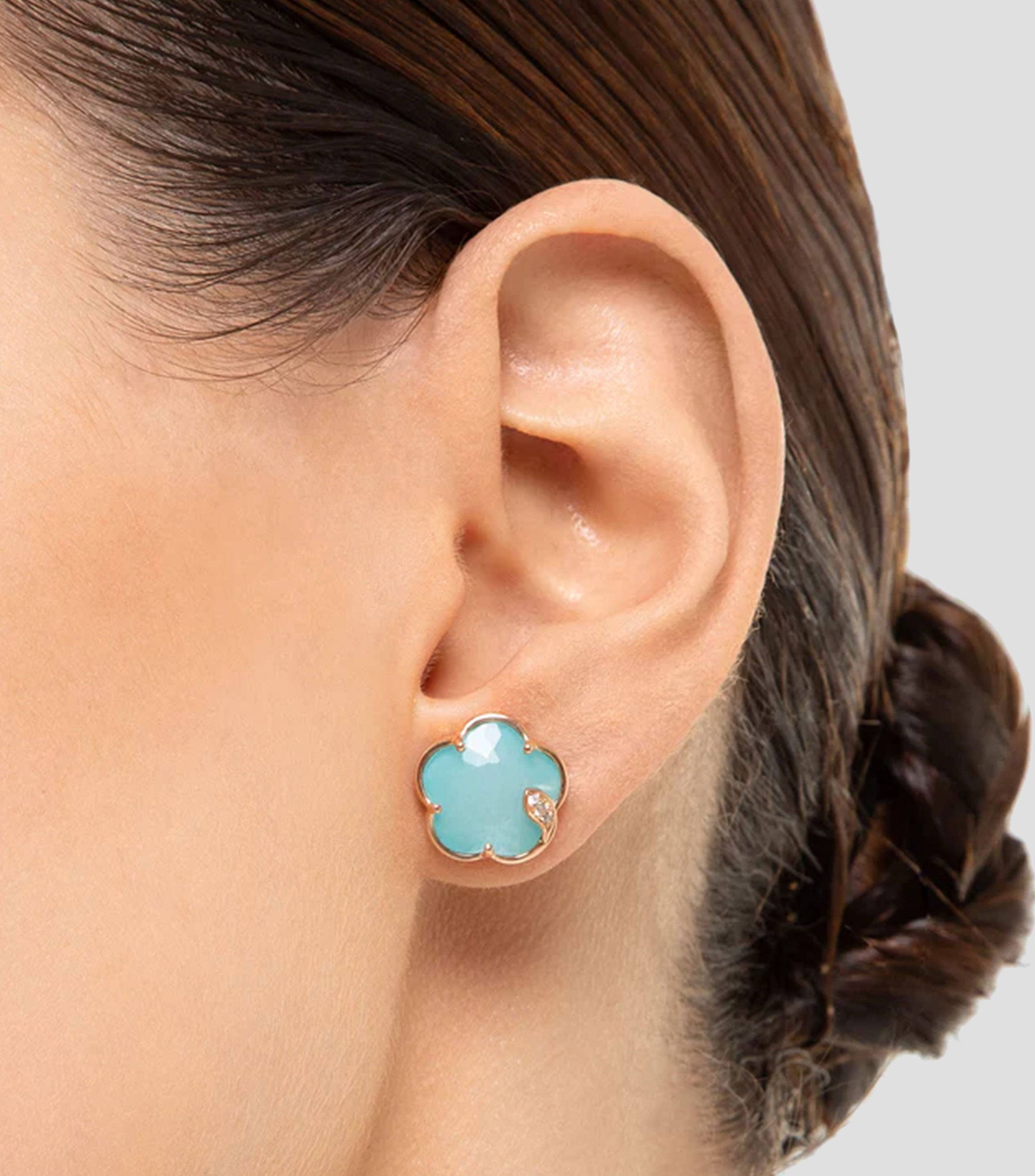 Aretes en oro rosa de 18 Kilates en forma de flor Joli Mujer
